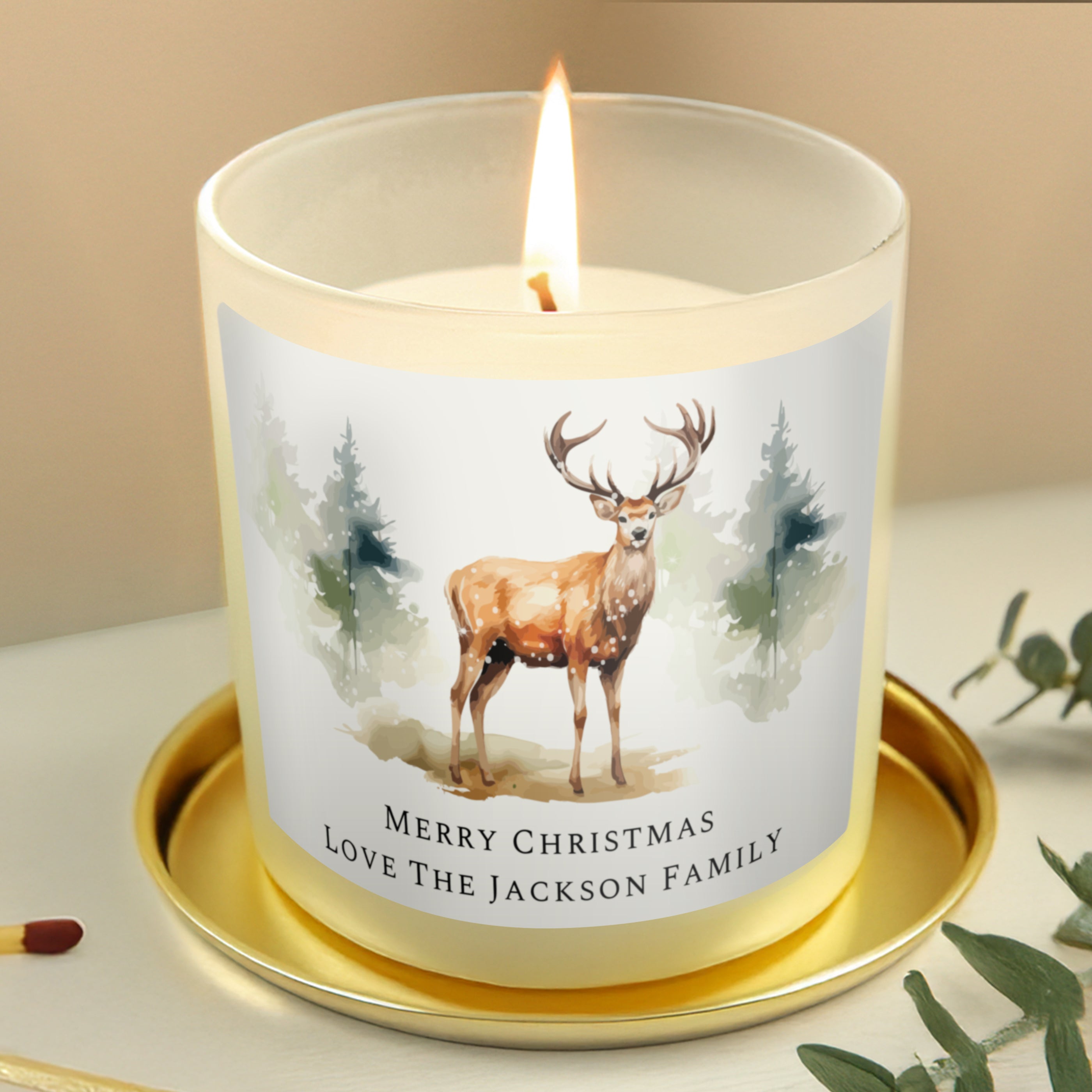 Personalised Watercolour Stag Candle Jar