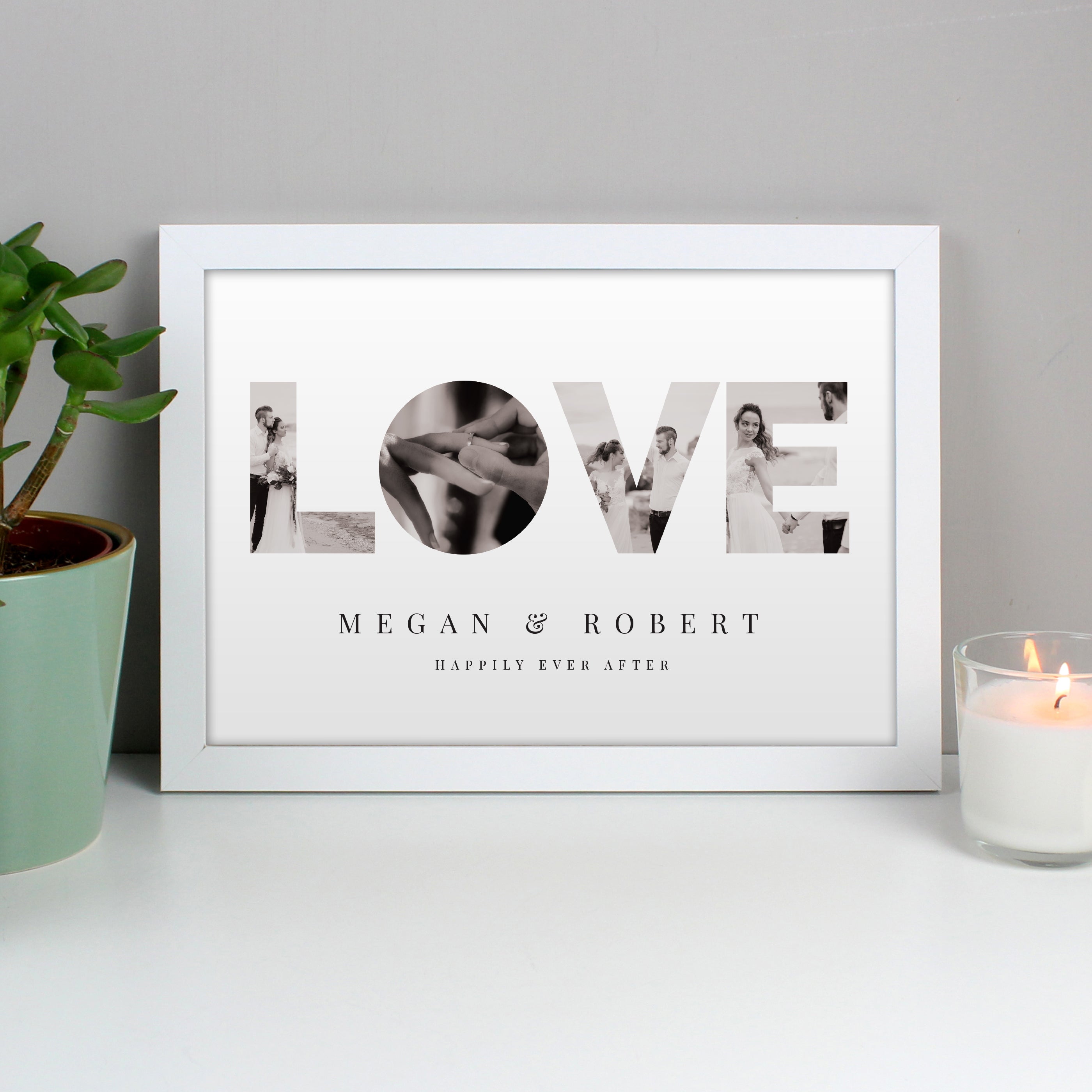 Personalised LOVE Photo Upload White A4 Framed Print