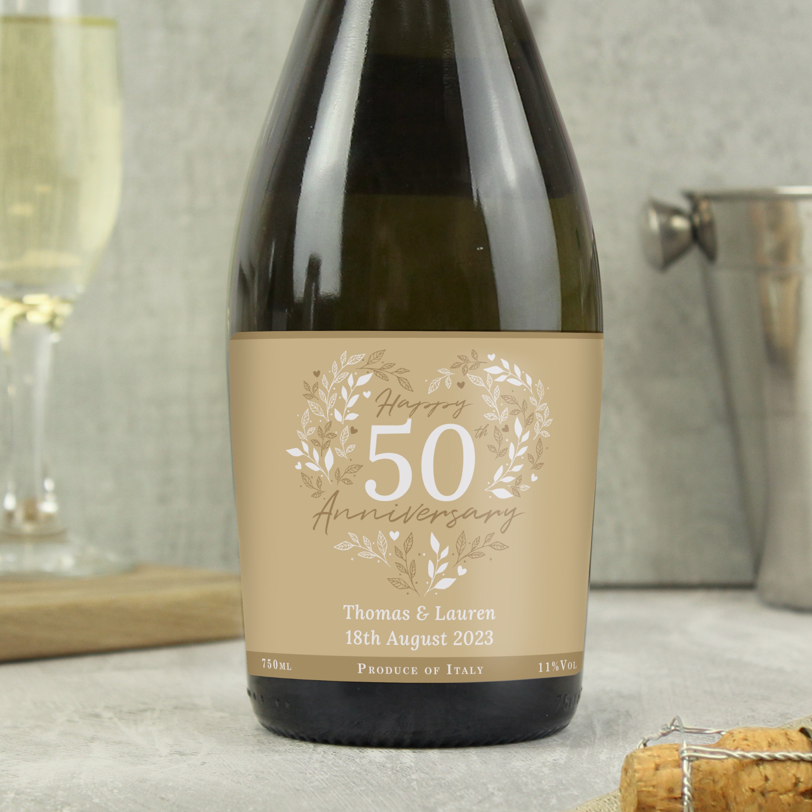 Personalised 50th Golden Wedding Anniversary Prosecco