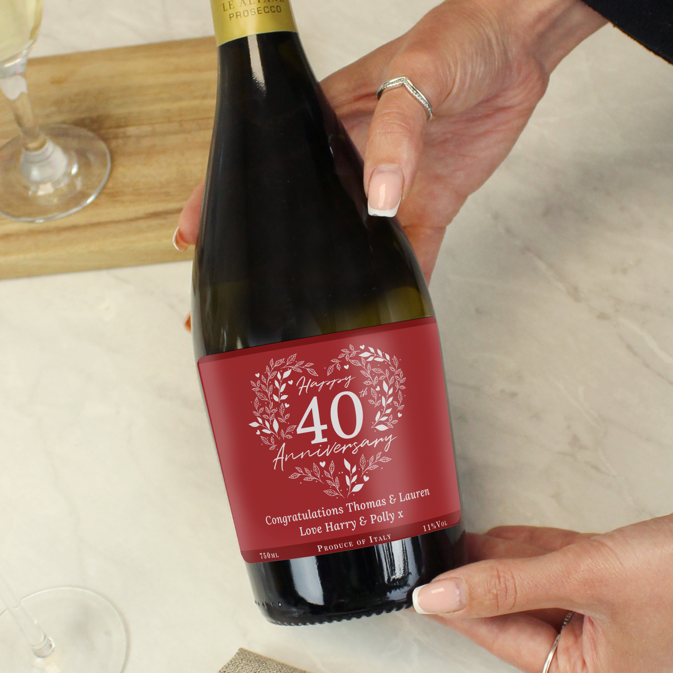 Personalised 40th Ruby Wedding Anniversary Prosecco