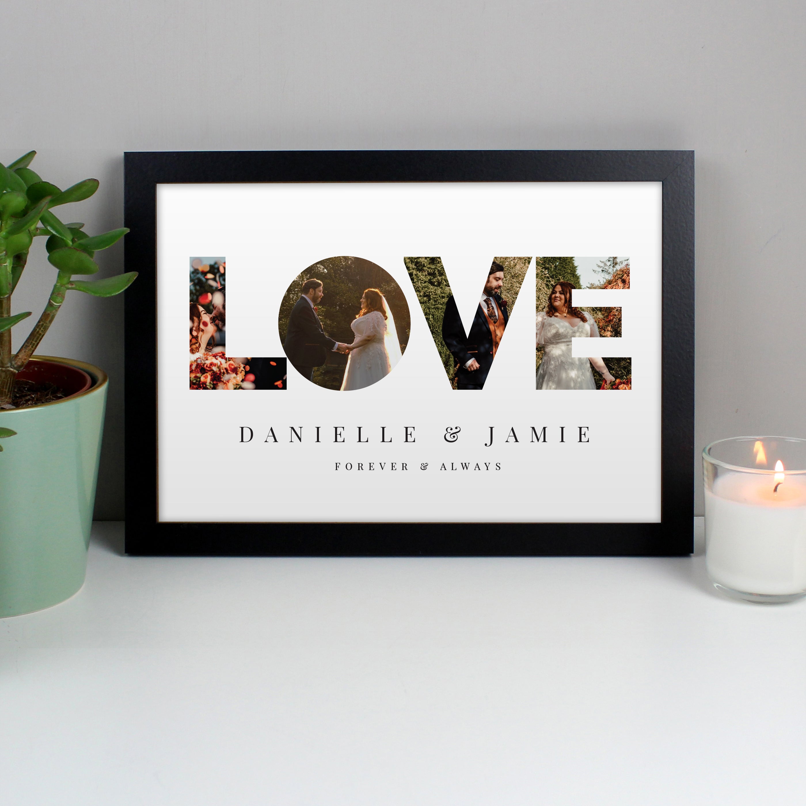 Personalised LOVE Photo Upload Black A4 Framed Print