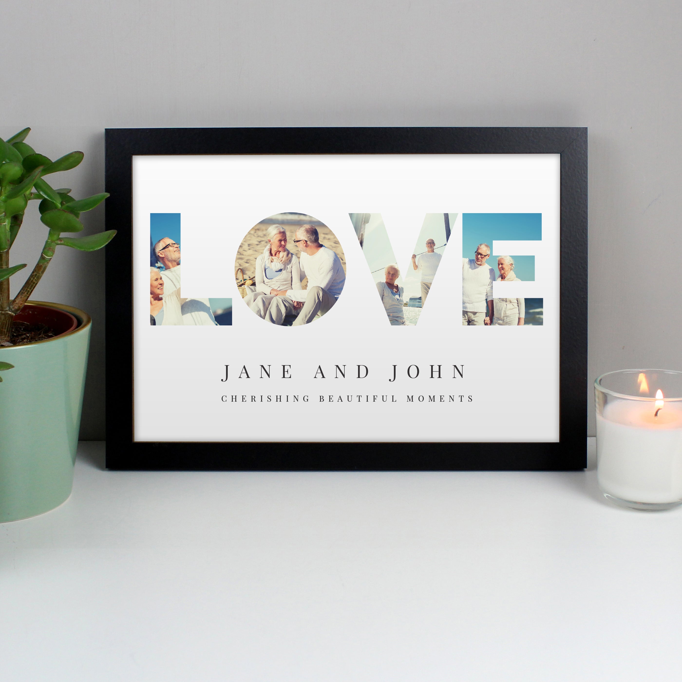 Personalised LOVE Photo Upload Black A4 Framed Print