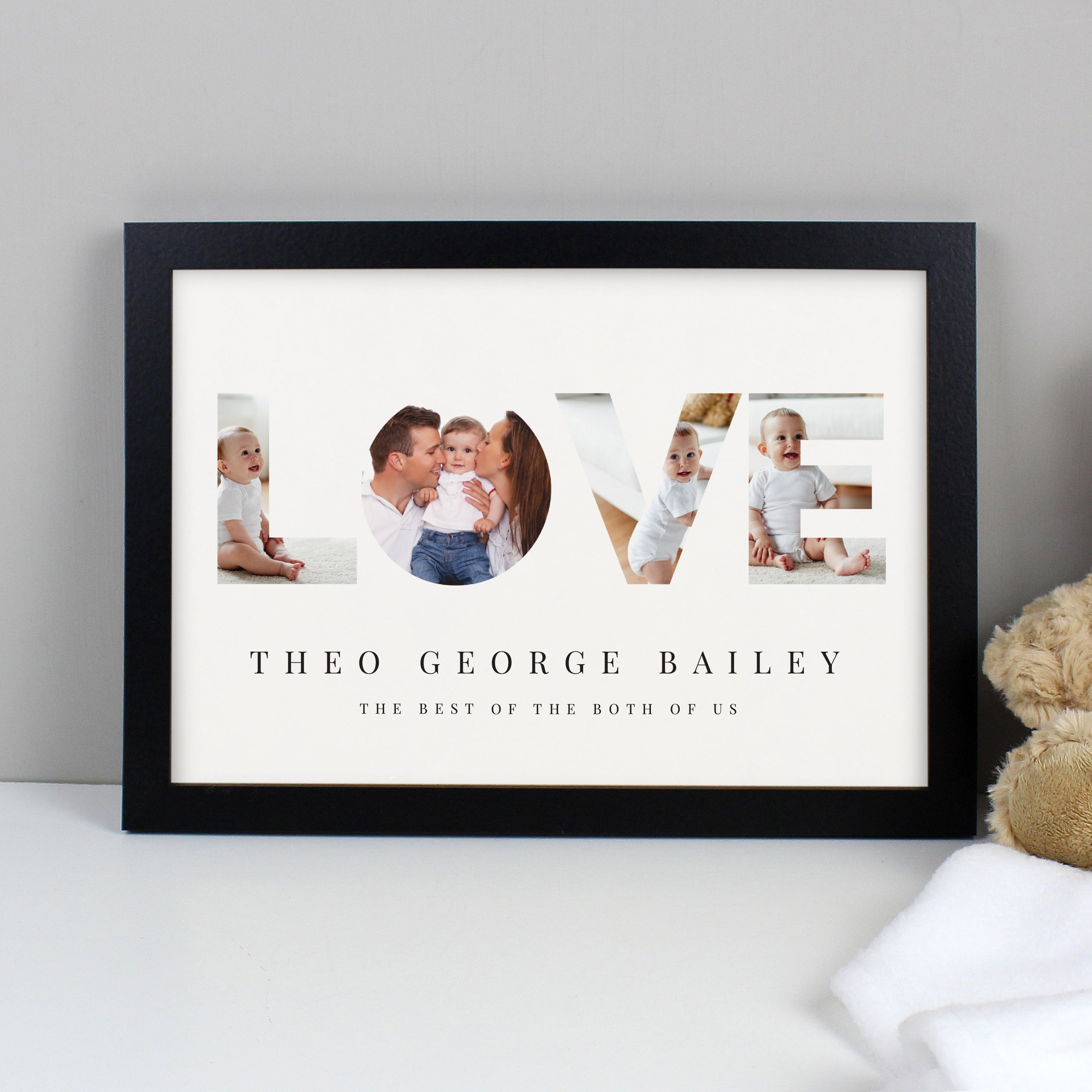 Personalised LOVE Photo Upload Black A4 Framed Print