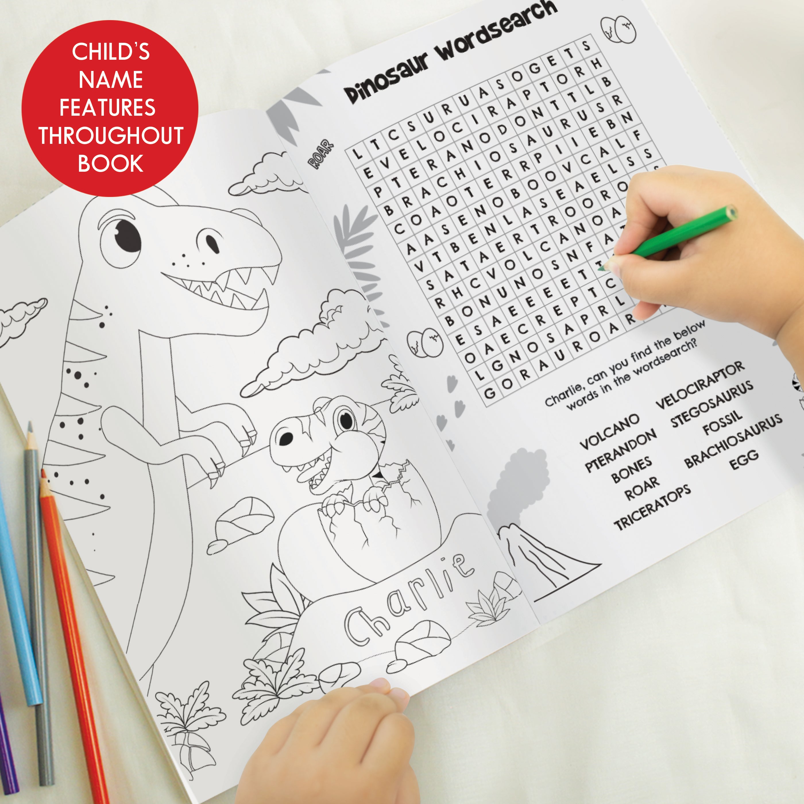 Personalised Dinosaur Colouring Book