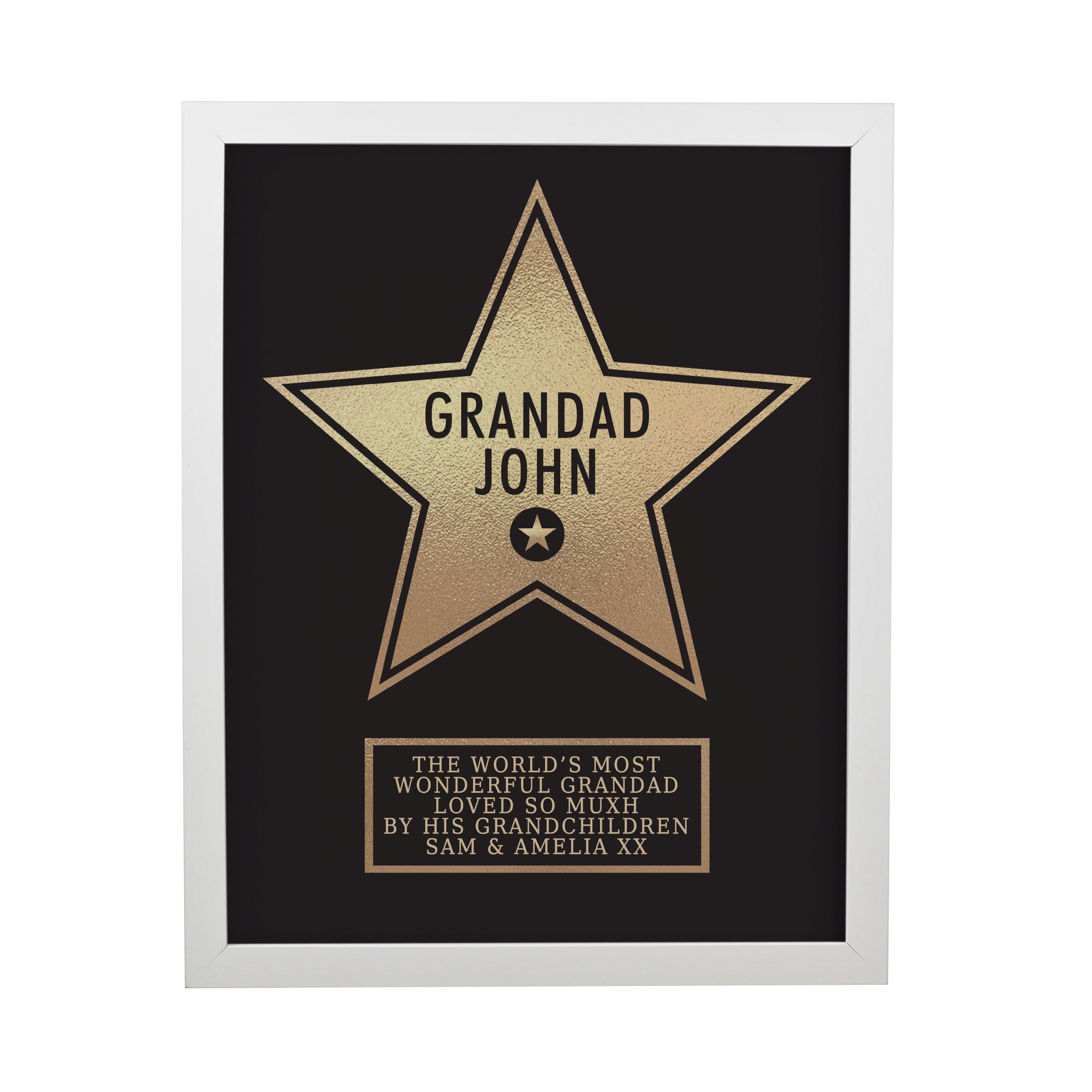 Personalised Star Award White Poster Frame