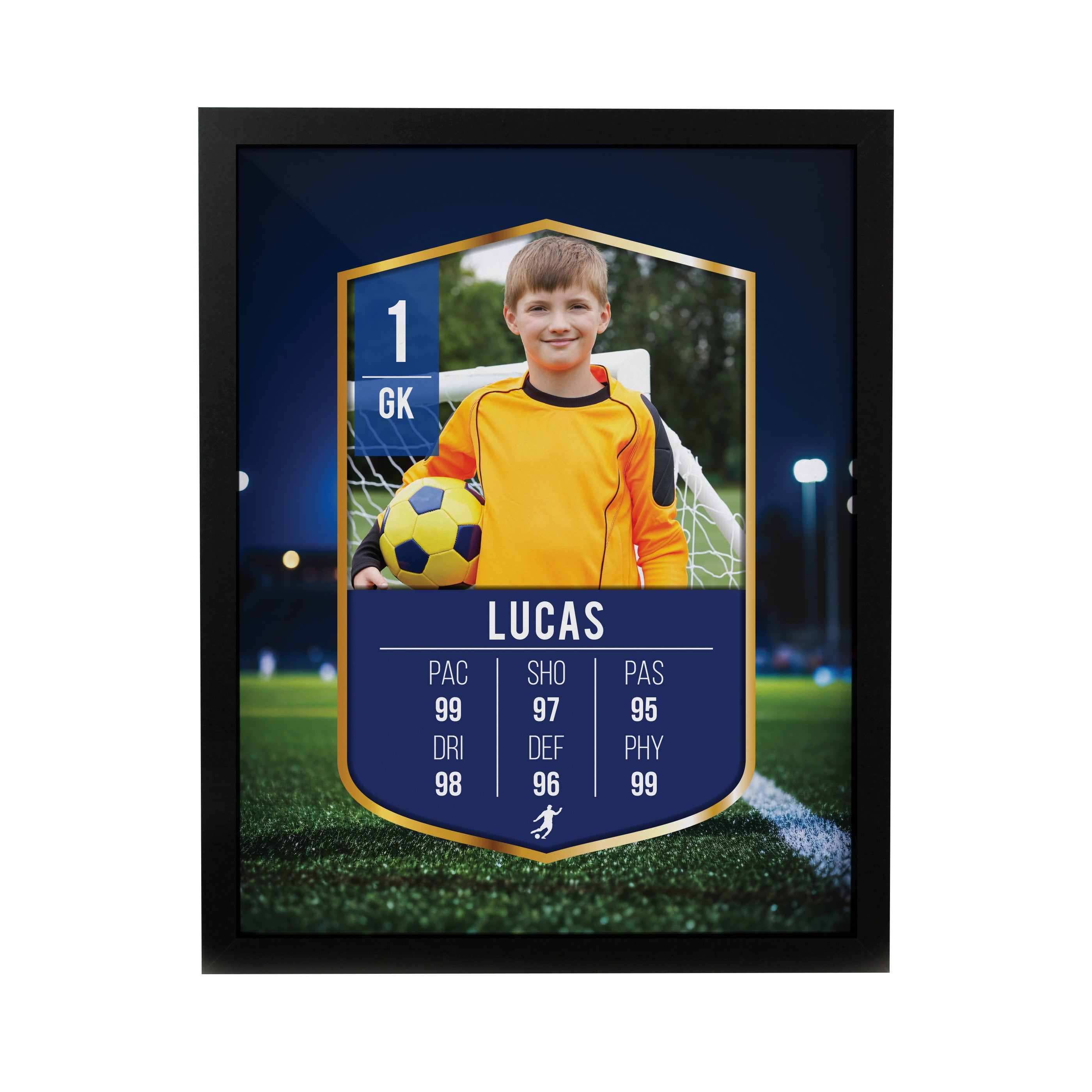 Personalised Photo Upload Football Card Black Poster Frame