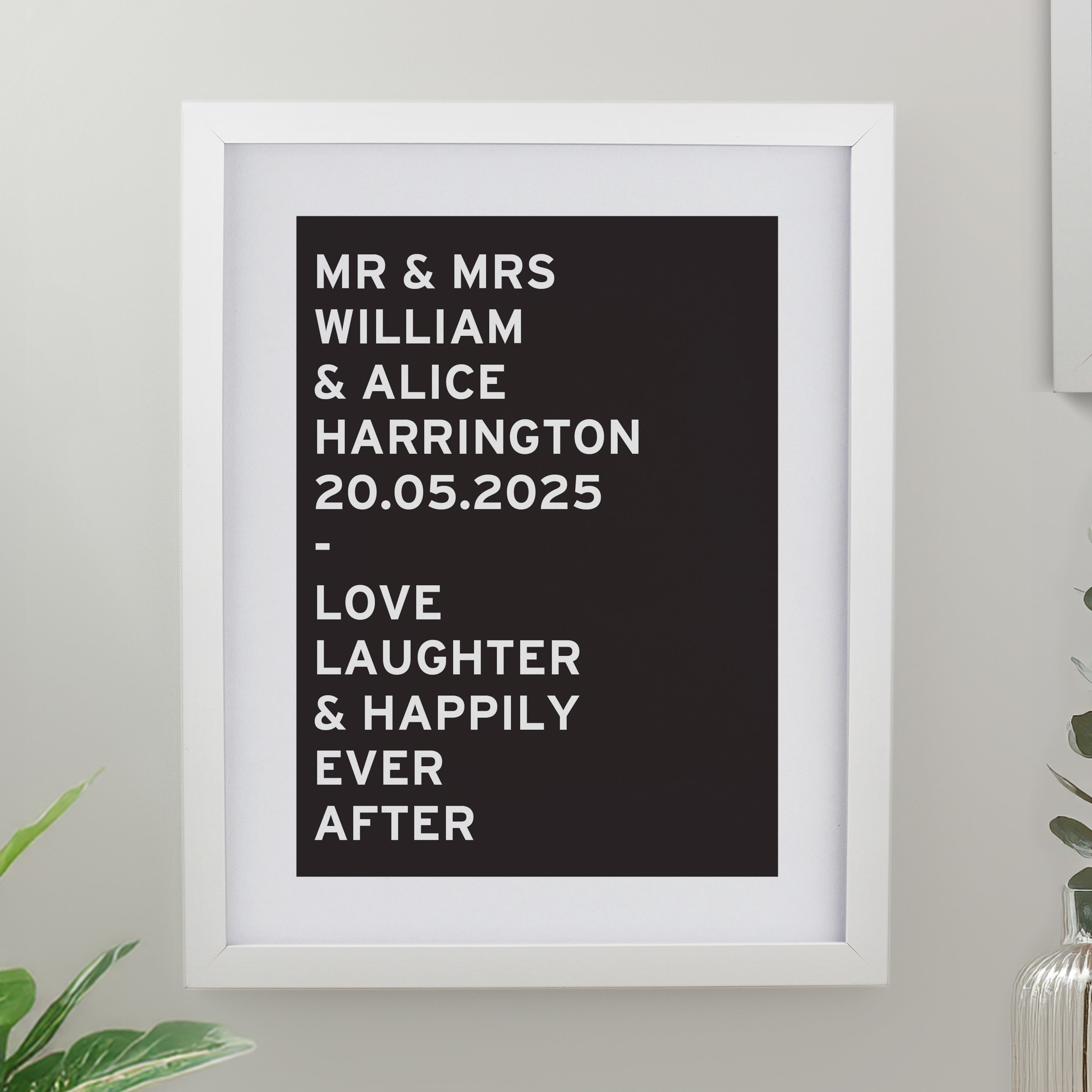 Personalised Typography White Poster Frame