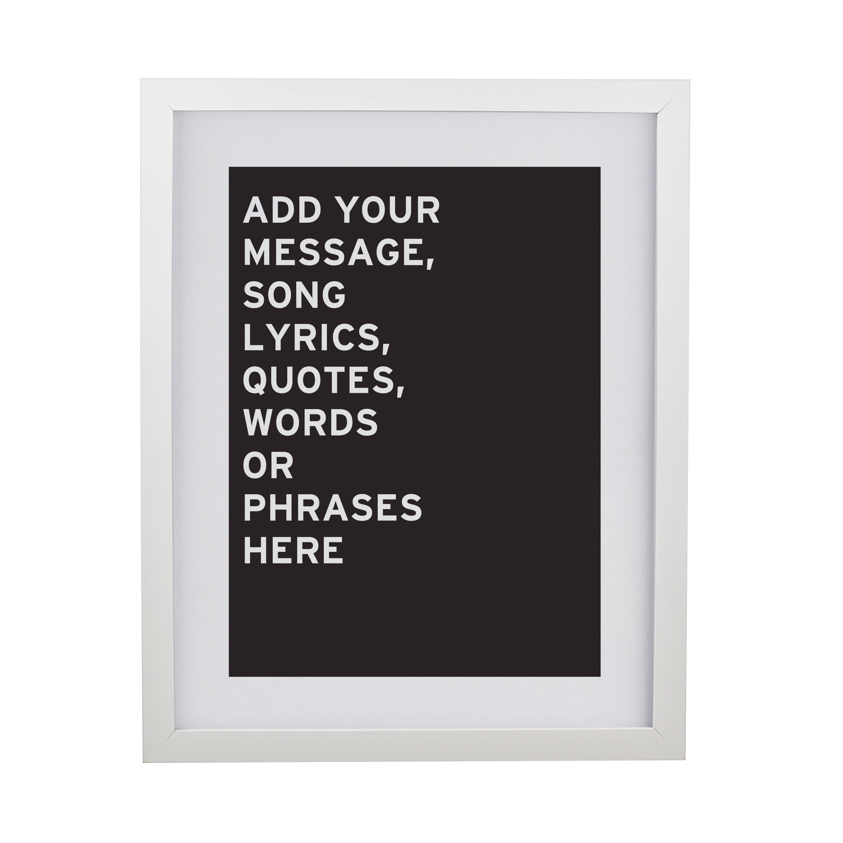 Personalised Typography White Poster Frame