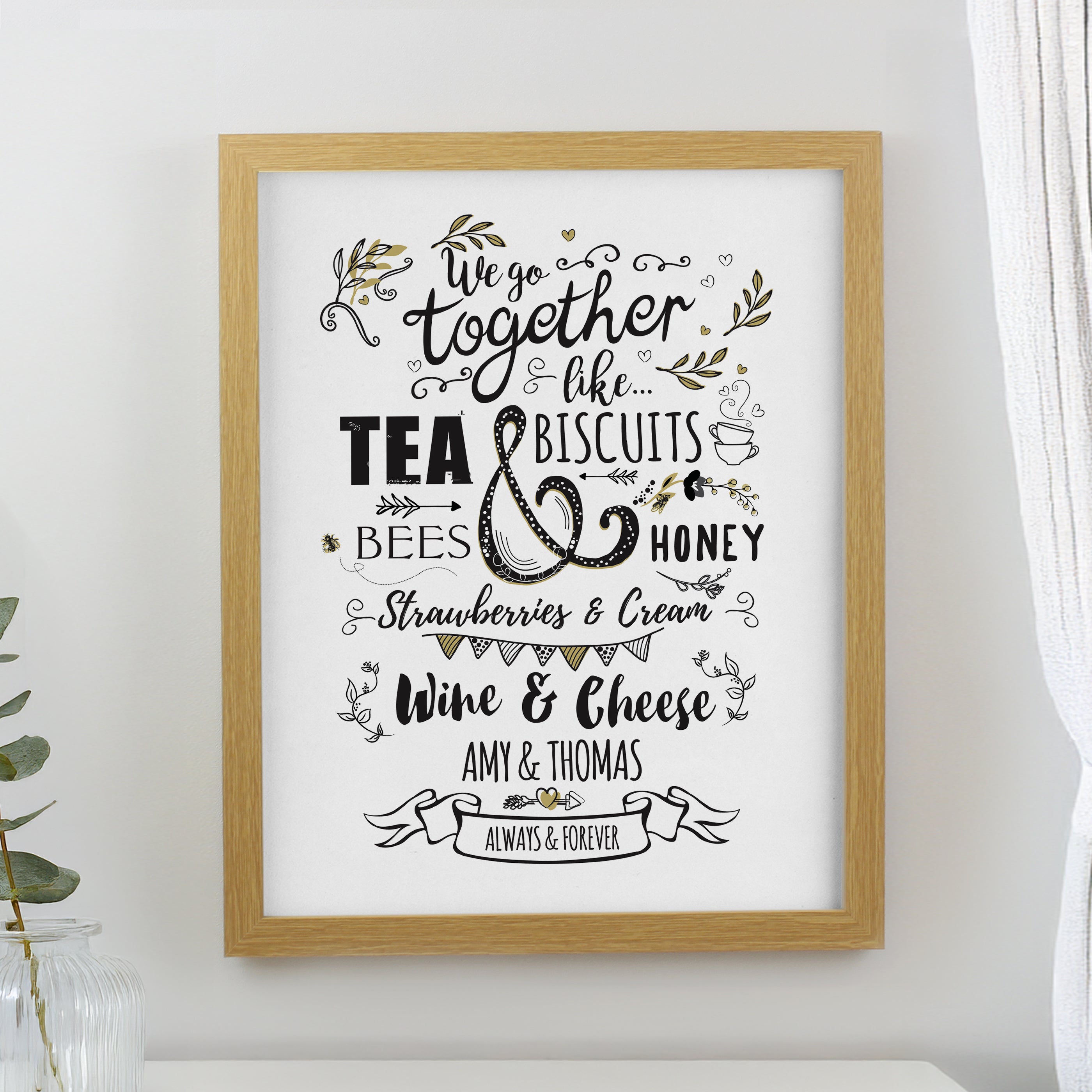 Personalised We go Together Oak Poster Frame