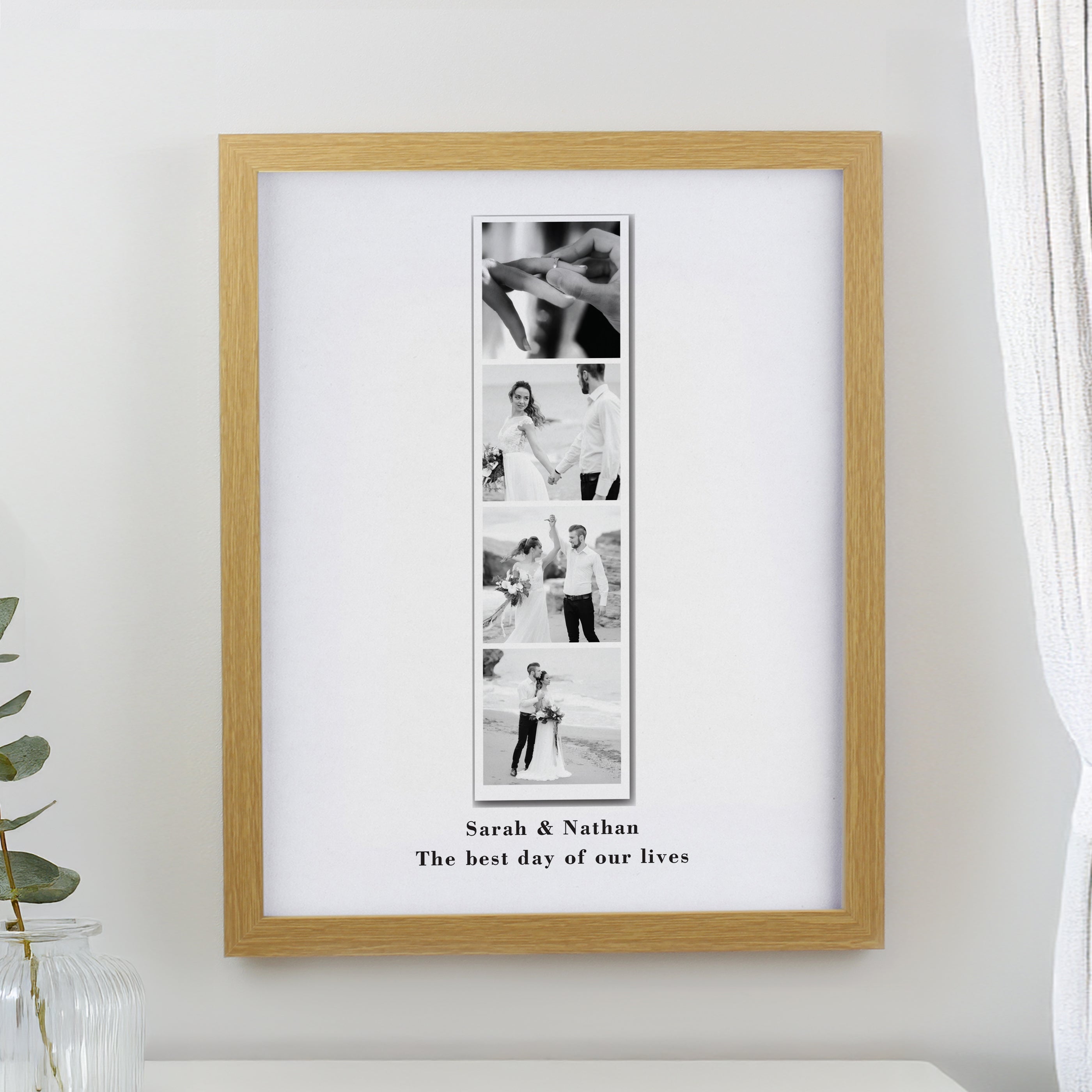 Personalised Photo Upload Strip Oak Poster Frame