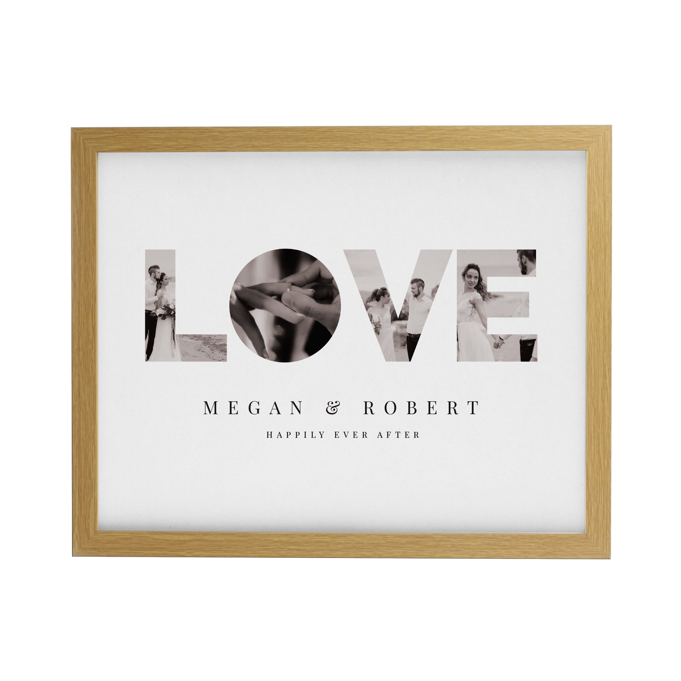 Personalised LOVE Photo Upload Oak Poster Frame