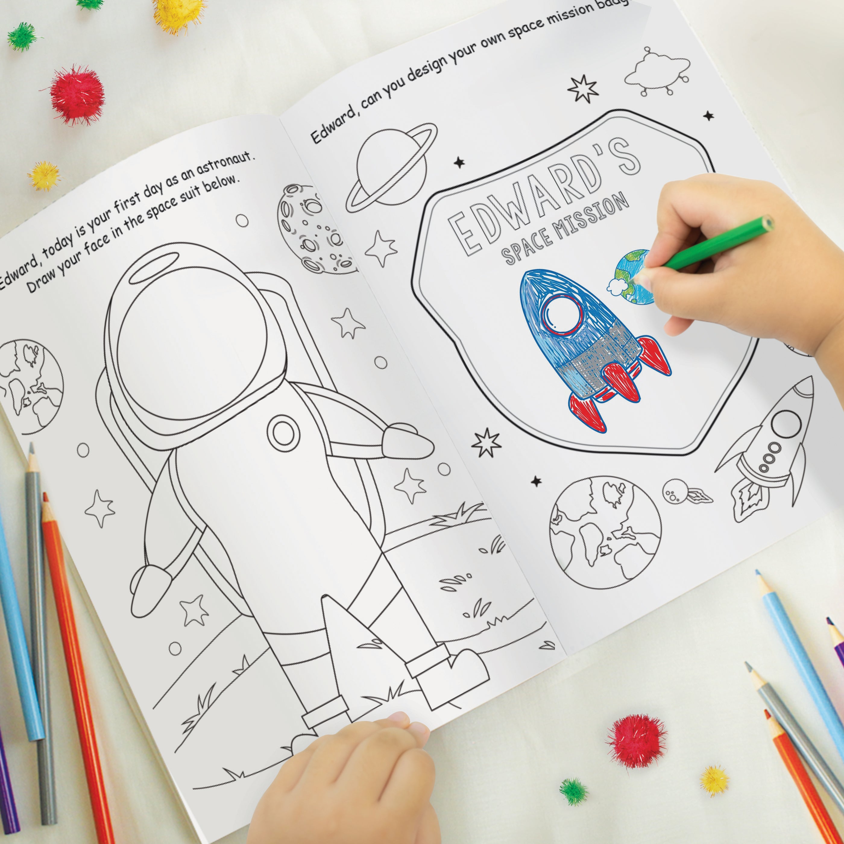 Personalised Space Colouring Book