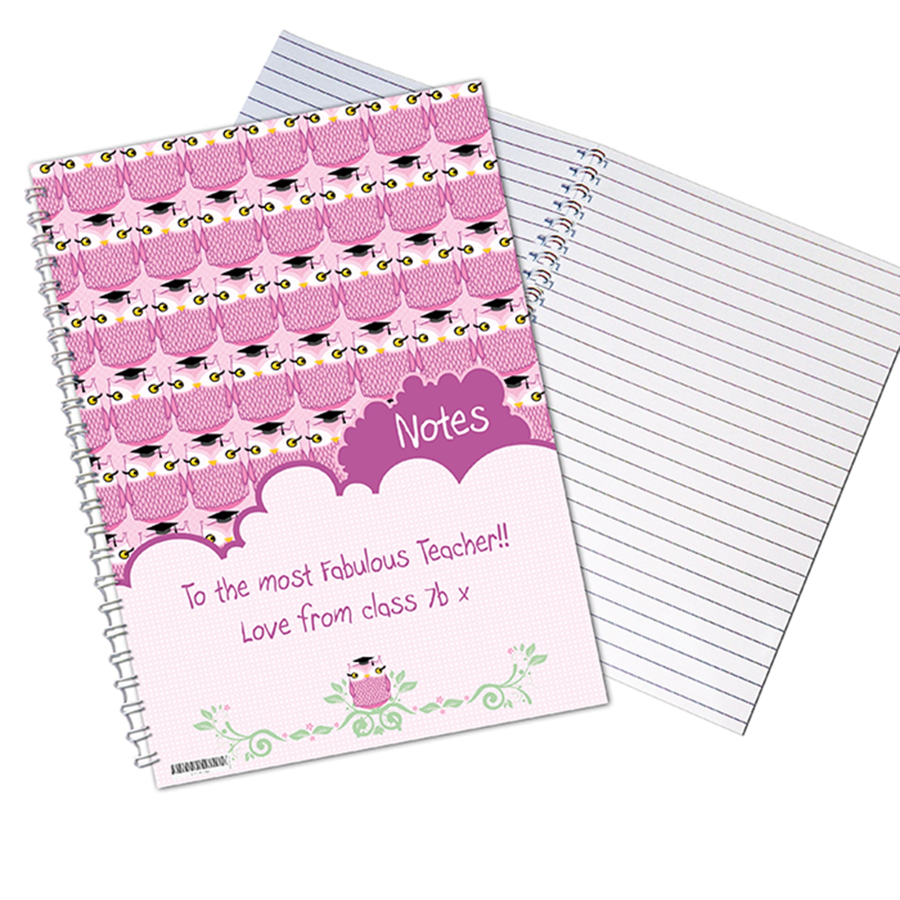 Personalised Miss Owl Teacher A5 Notebook