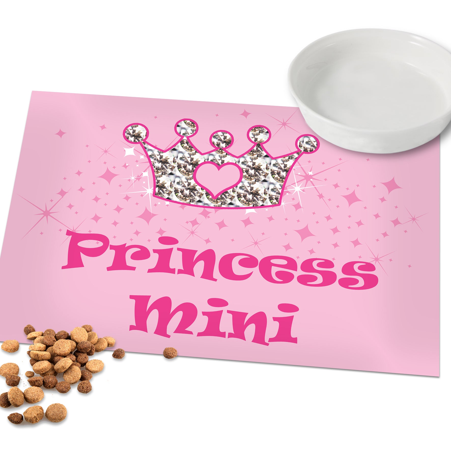 Personalised Pink Princess Pet Bowl Mat