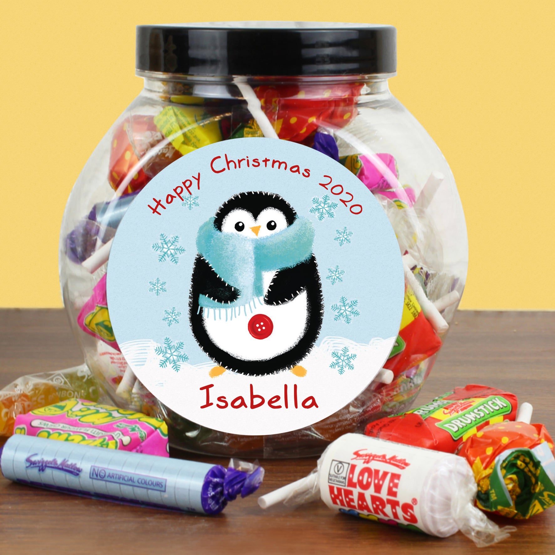 Personalised Felt Stitch Penguin Sweet Jar