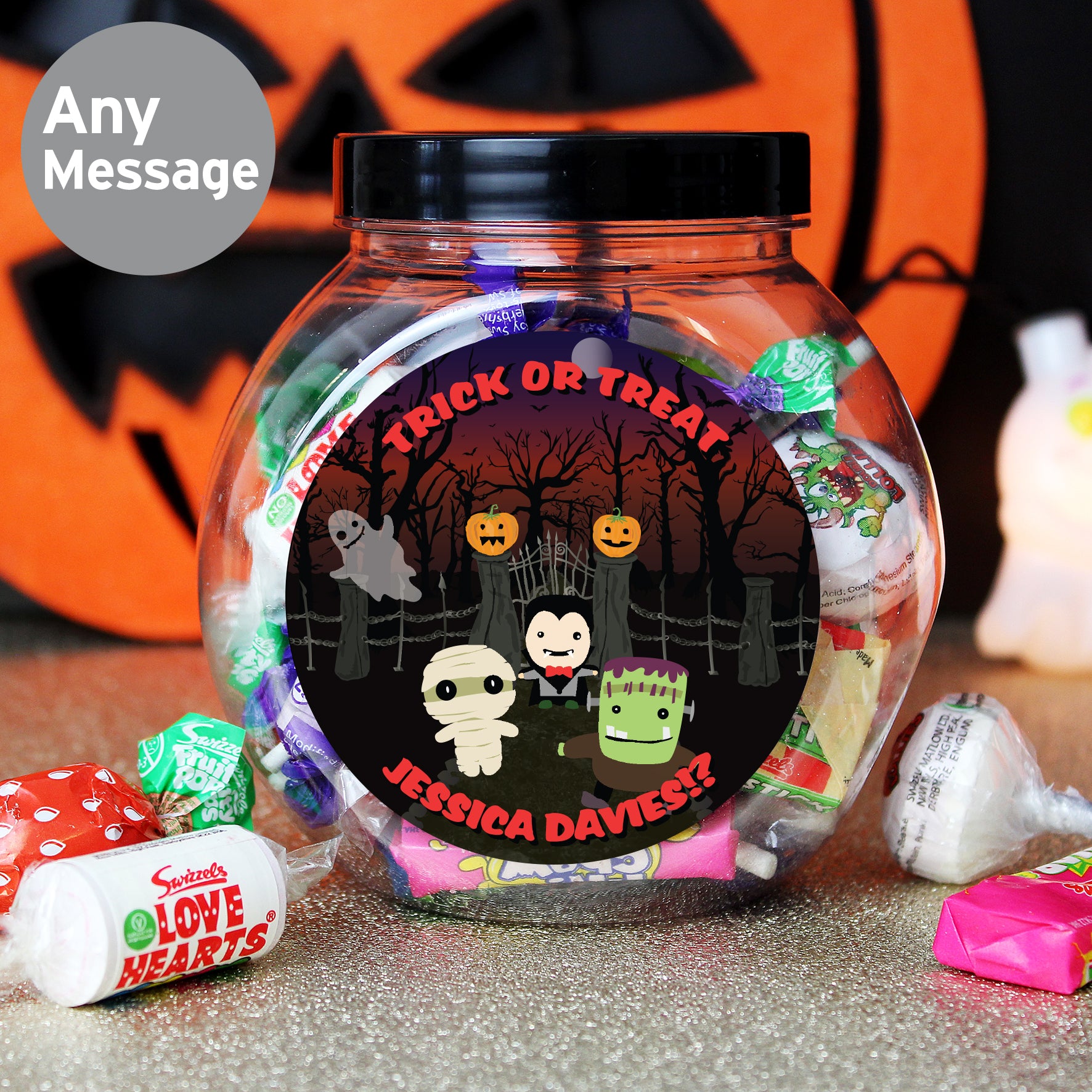 Personalised Halloween Characters Sweet Jar