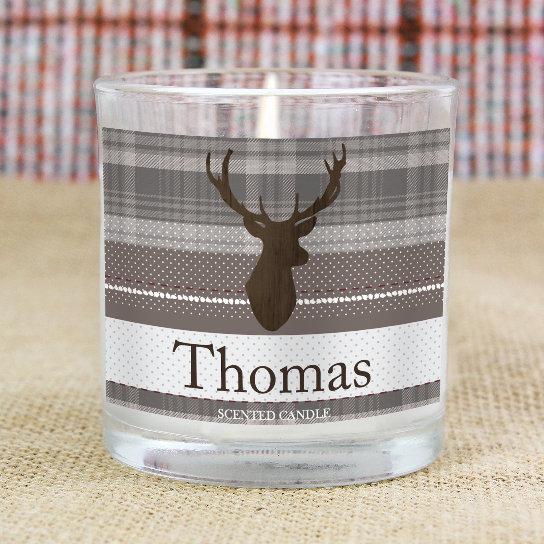 Personalised Highland Stag Scented Jar Candle