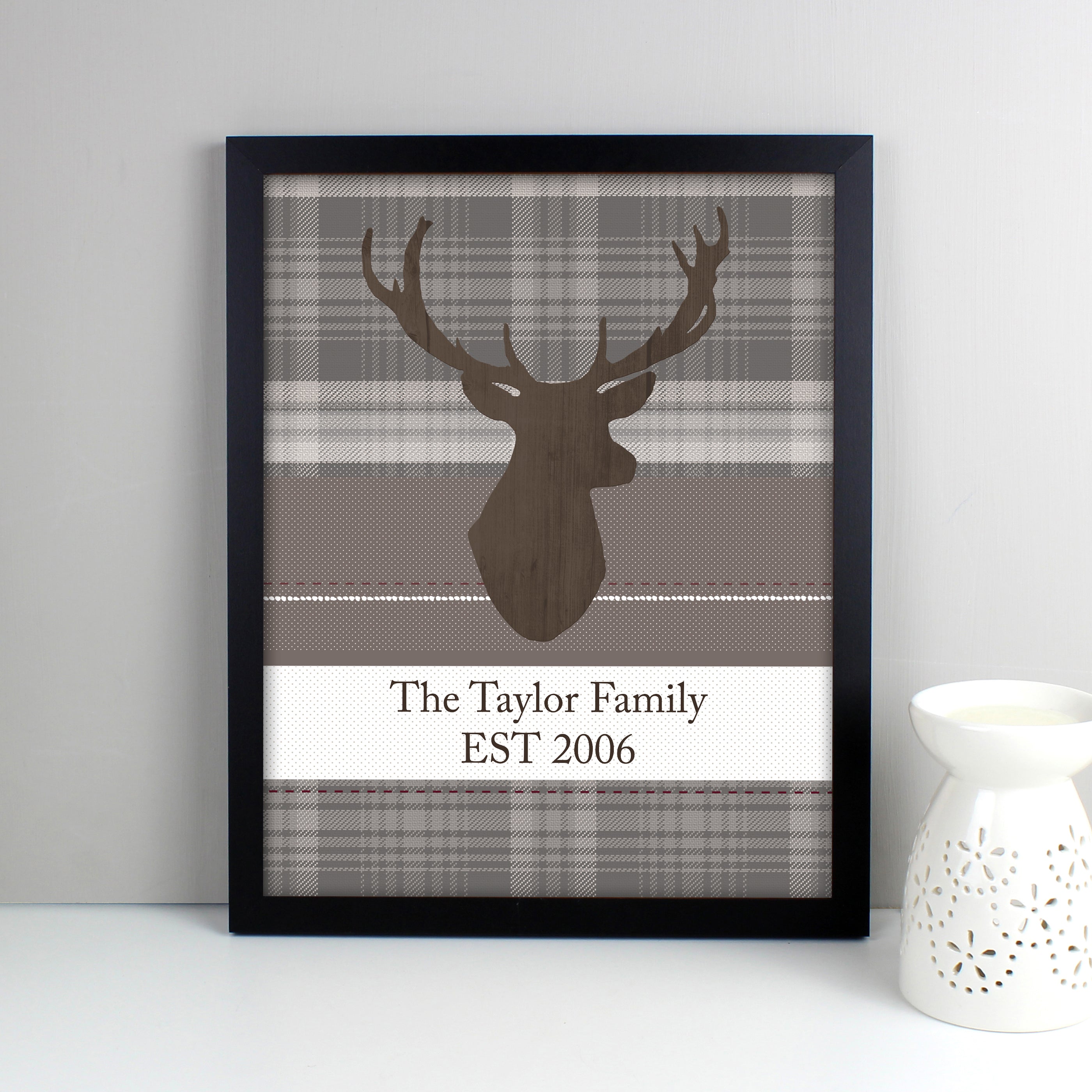 Personalised Highland Stag Black Framed Print