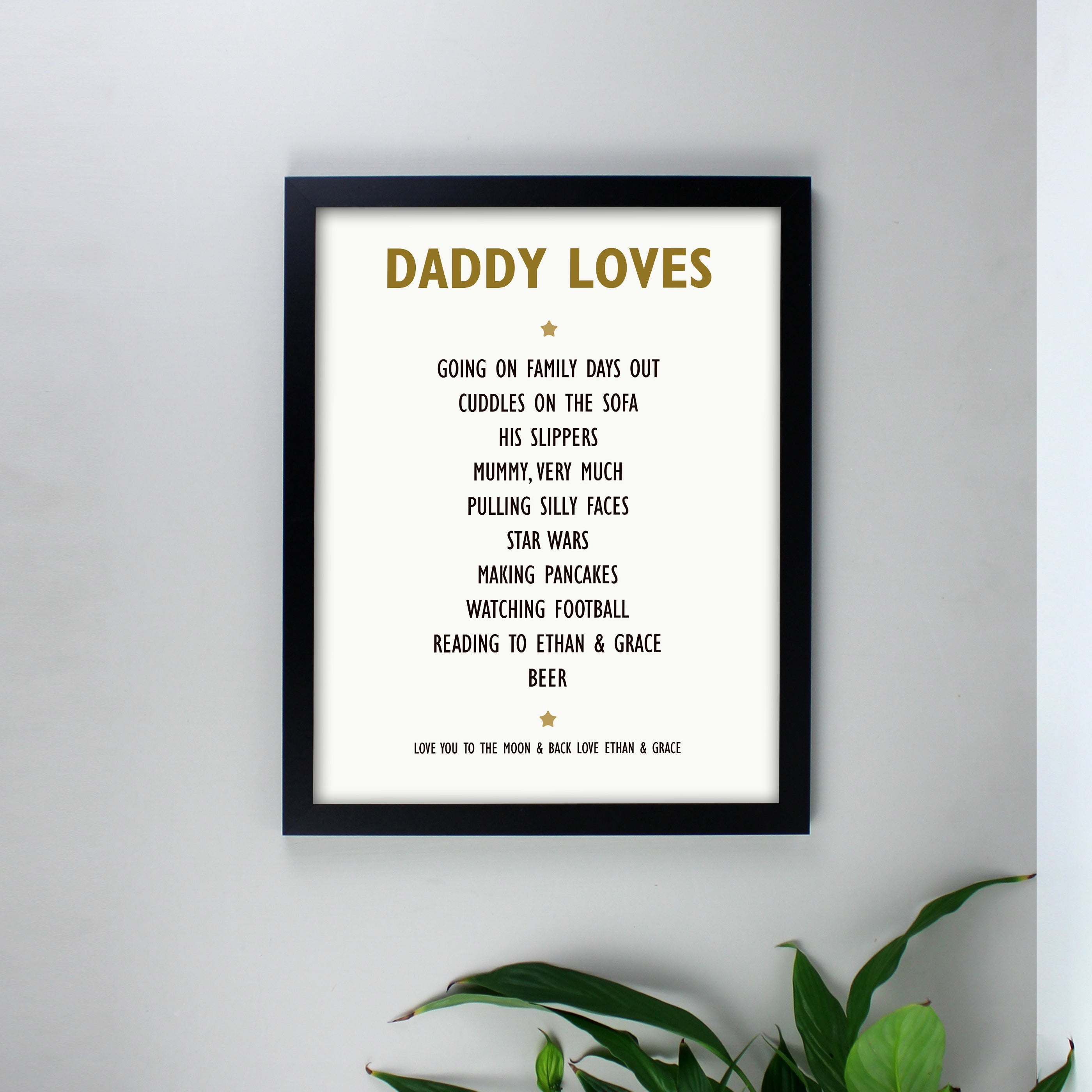 Personalised List of Love Black Framed Print