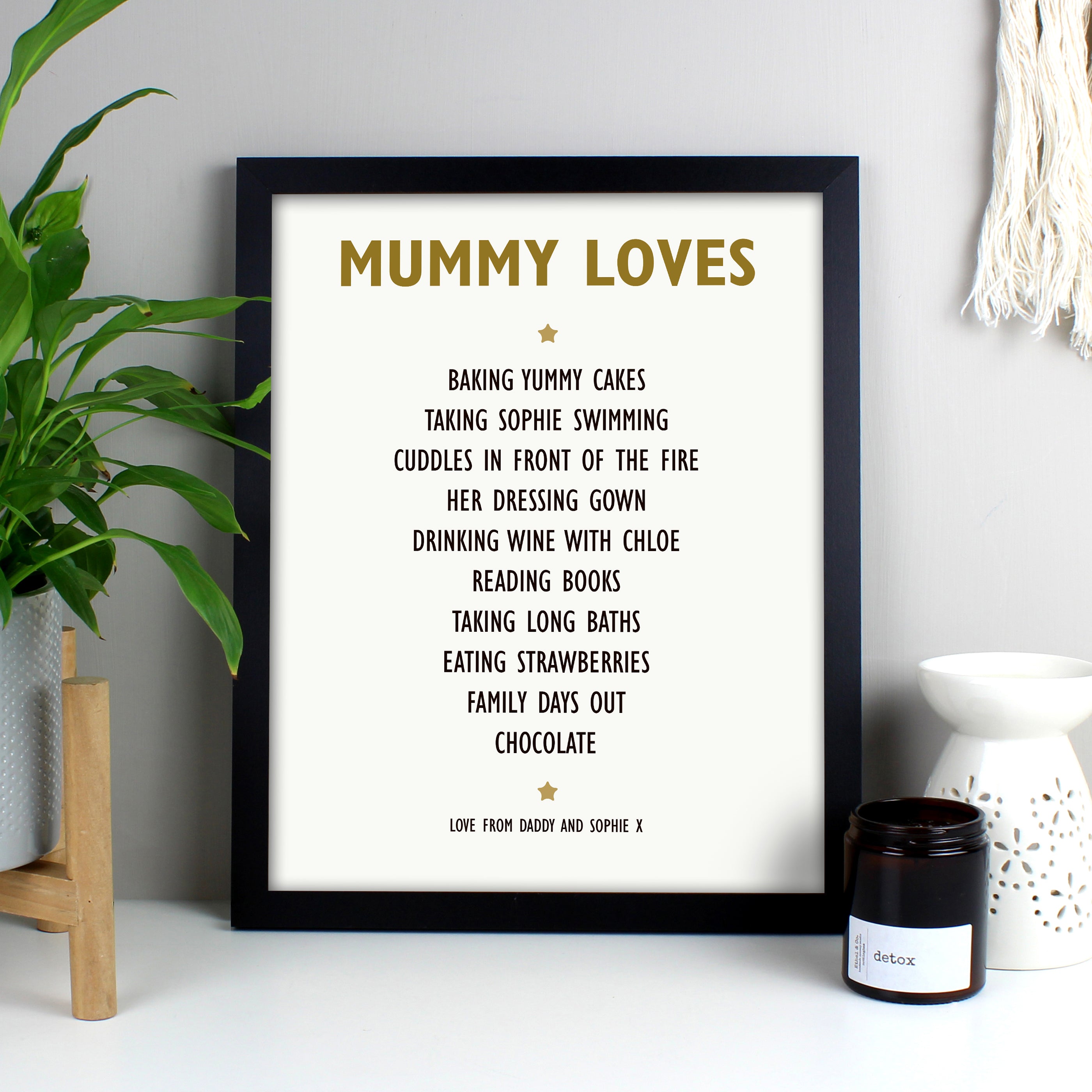 Personalised List of Love Black Framed Print