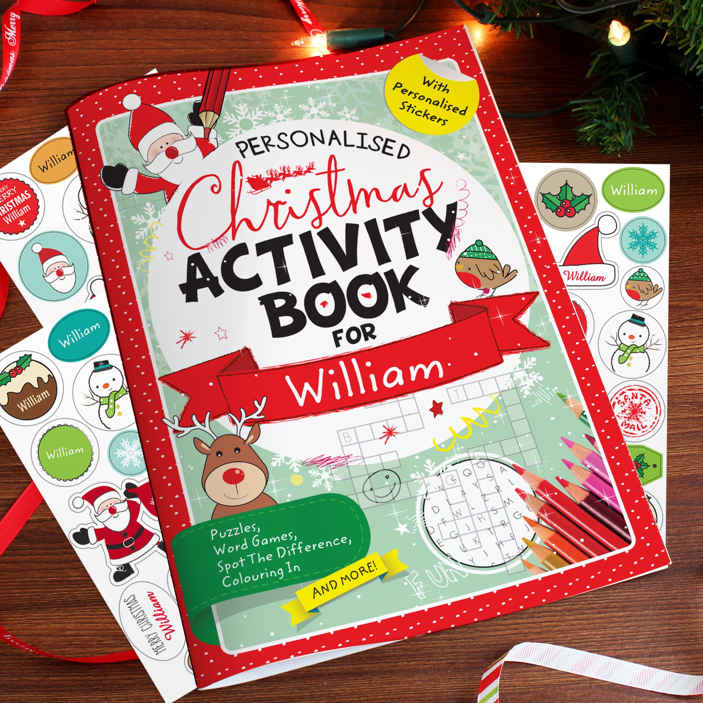 Personalised Christmas Activity Book with Stickers