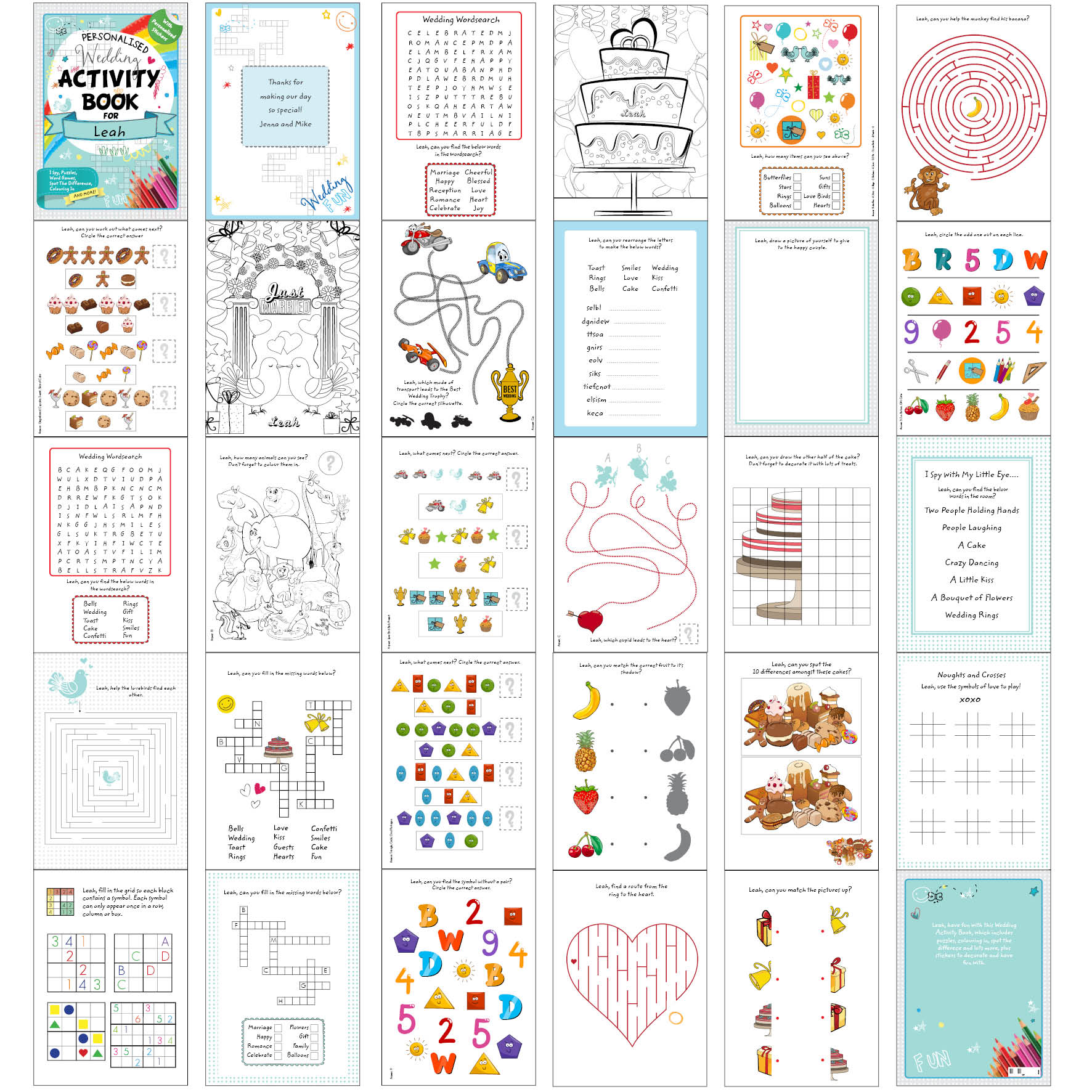 Personalised Wedding Activity Book with Stickers