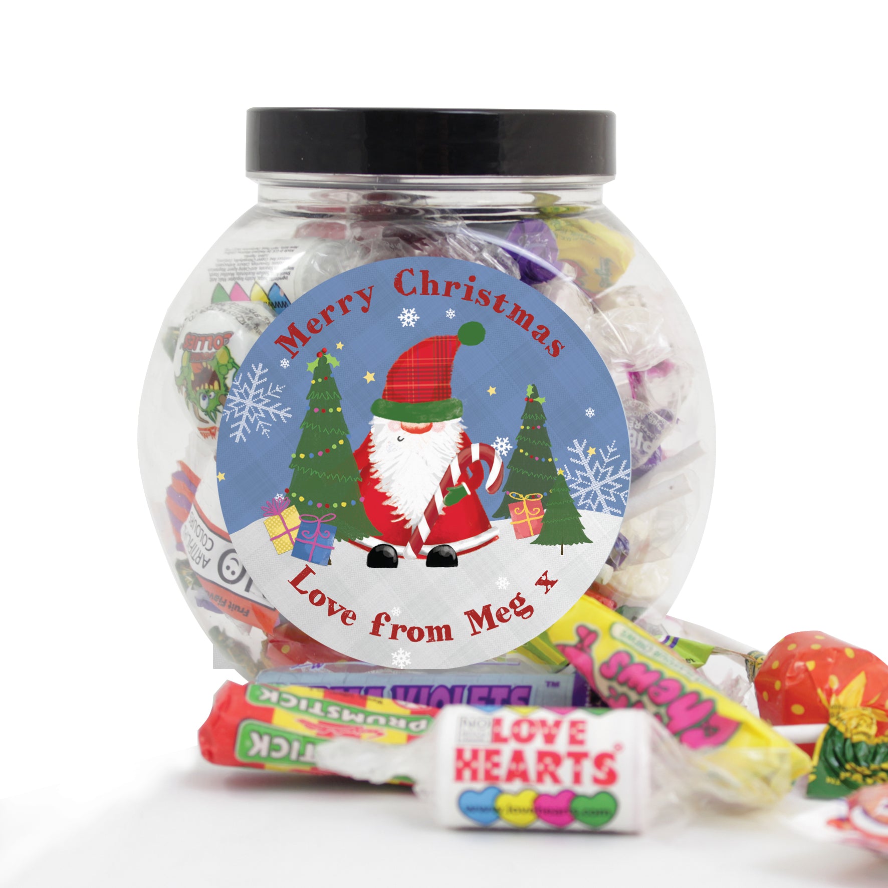 Personalised Tartan Santa Sweet Jar