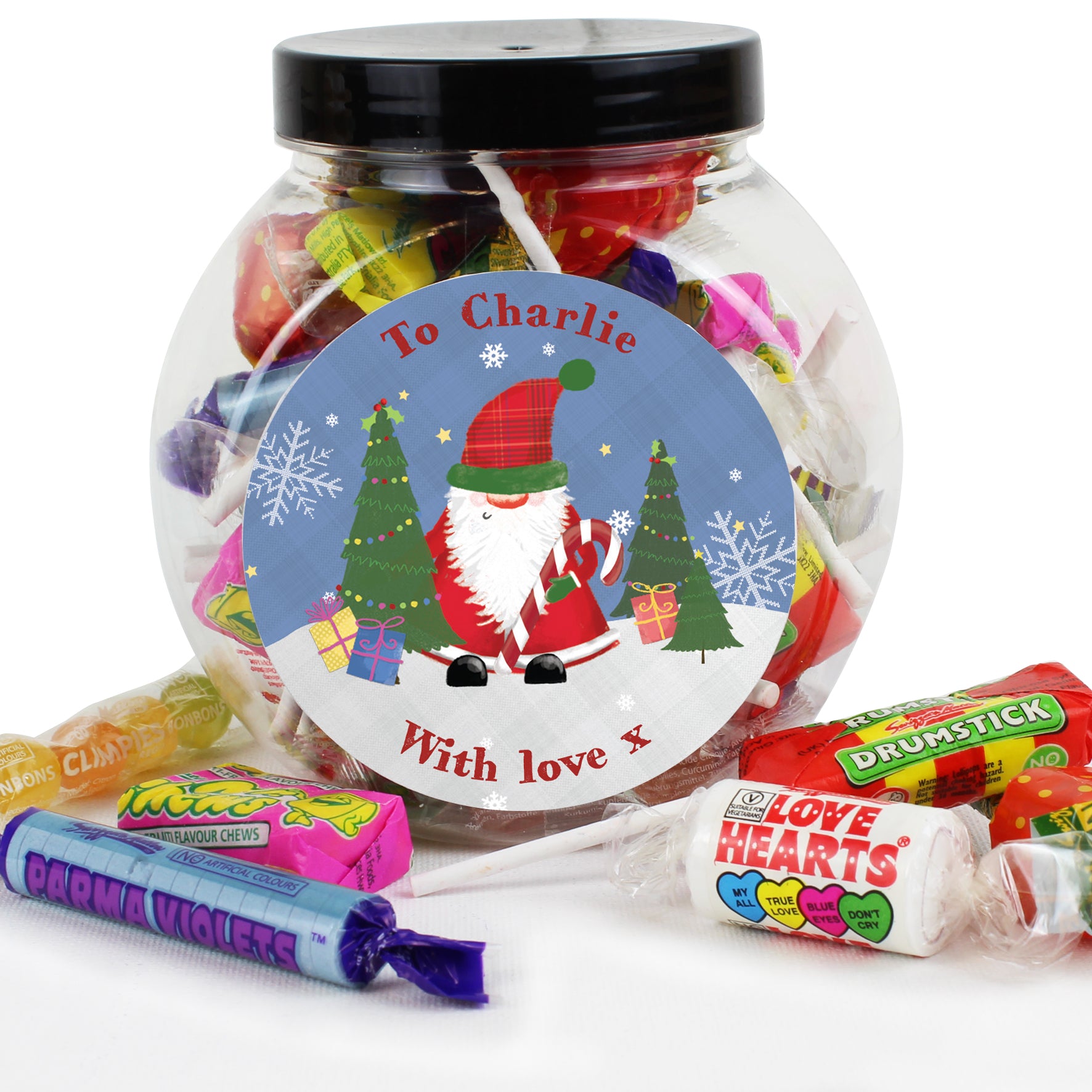 Personalised Tartan Santa Sweet Jar