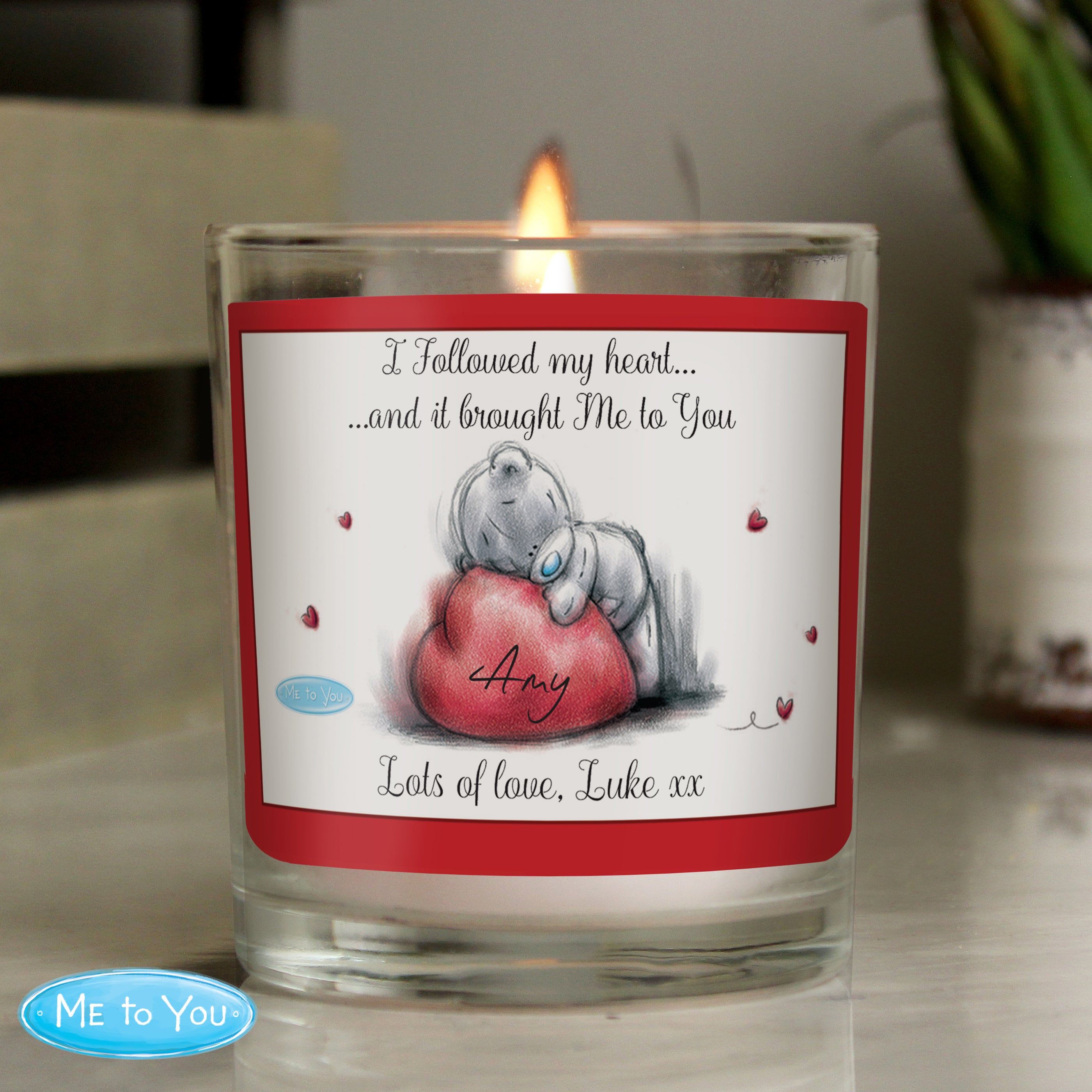 Personalised Me To You Heart Scented Jar Candle