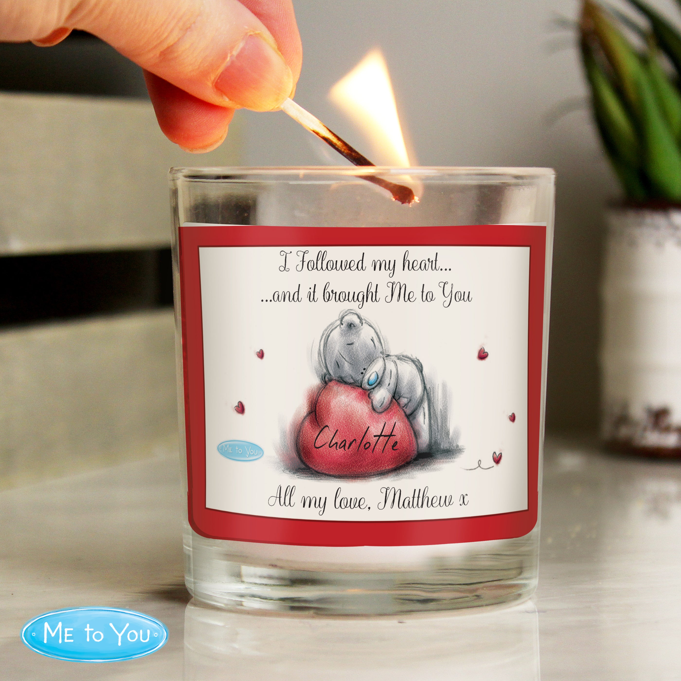 Personalised Me To You Heart Scented Jar Candle