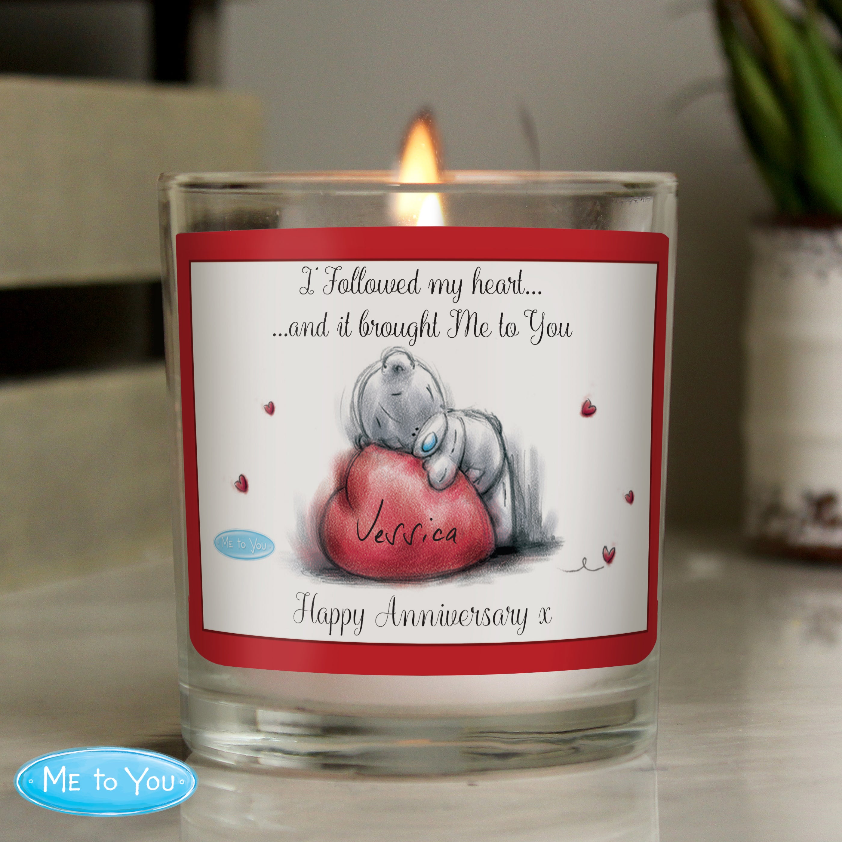 Personalised Me To You Heart Scented Jar Candle