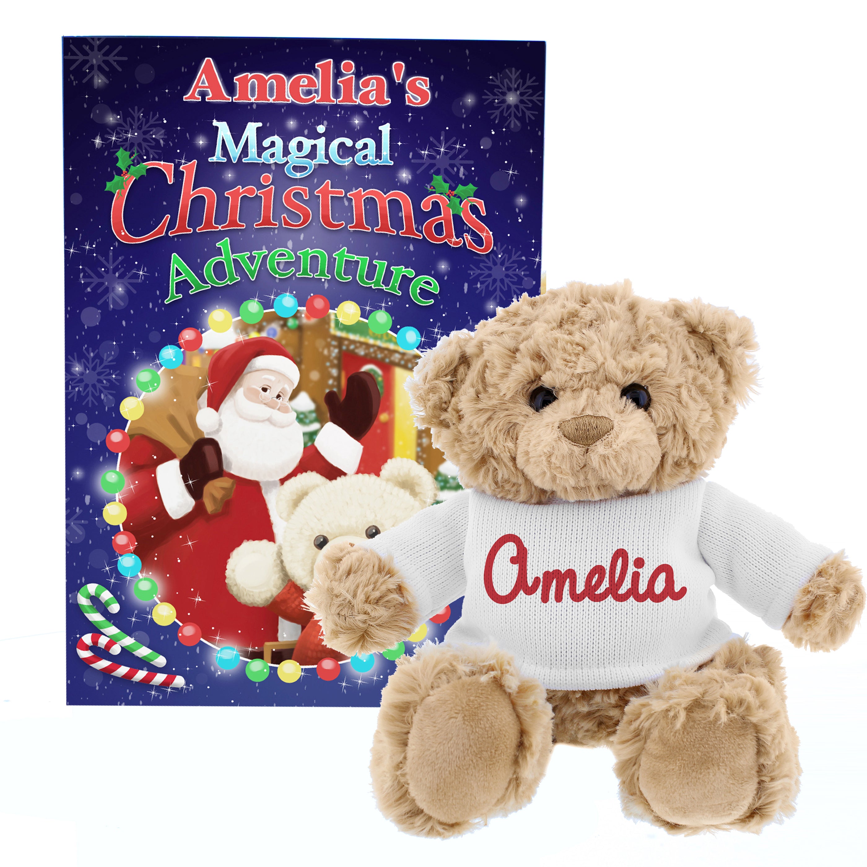 Personalised Magical Christmas Adventure Story Book and Personalised Teddy Bear