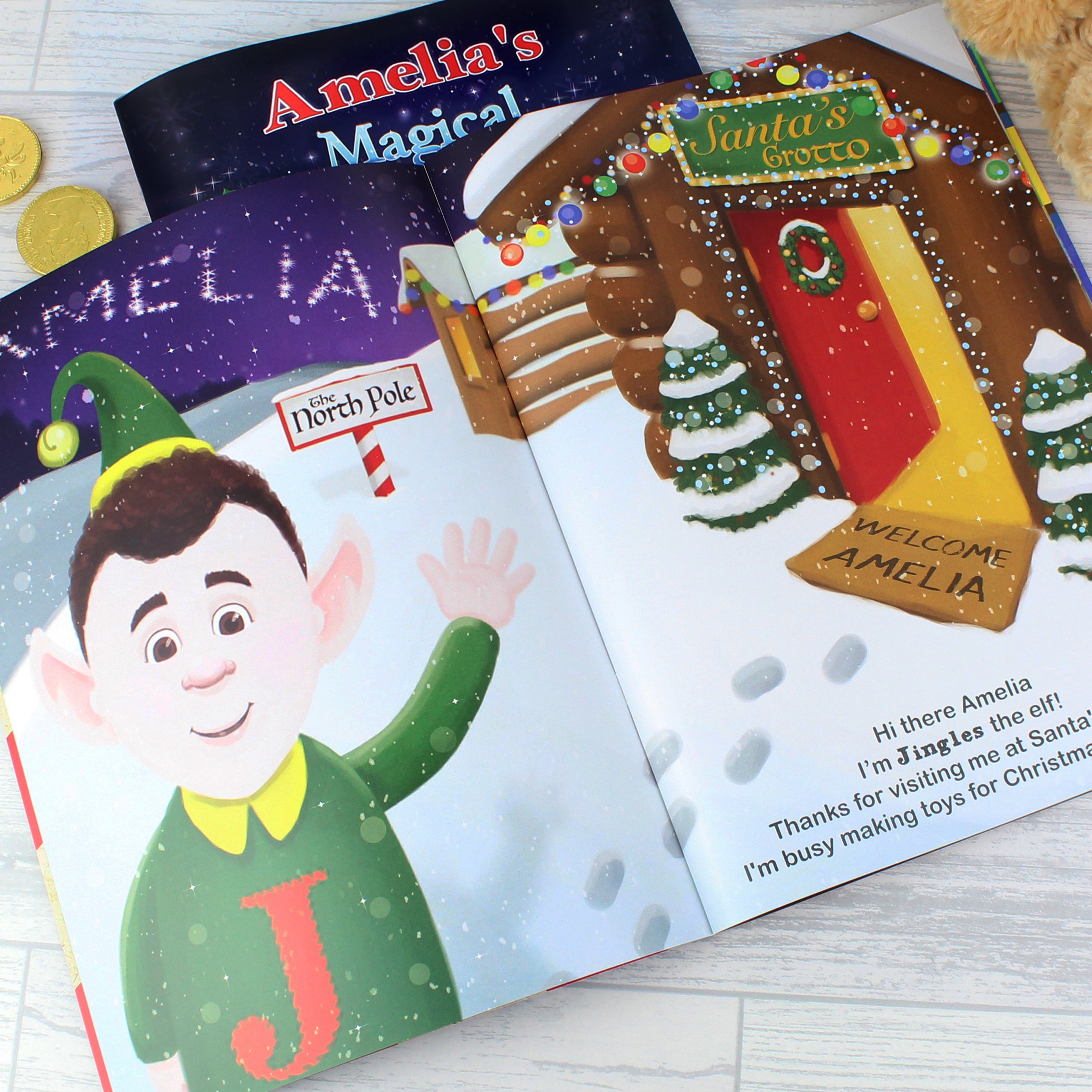 Personalised Magical Christmas Adventure Story Book and Personalised Teddy Bear