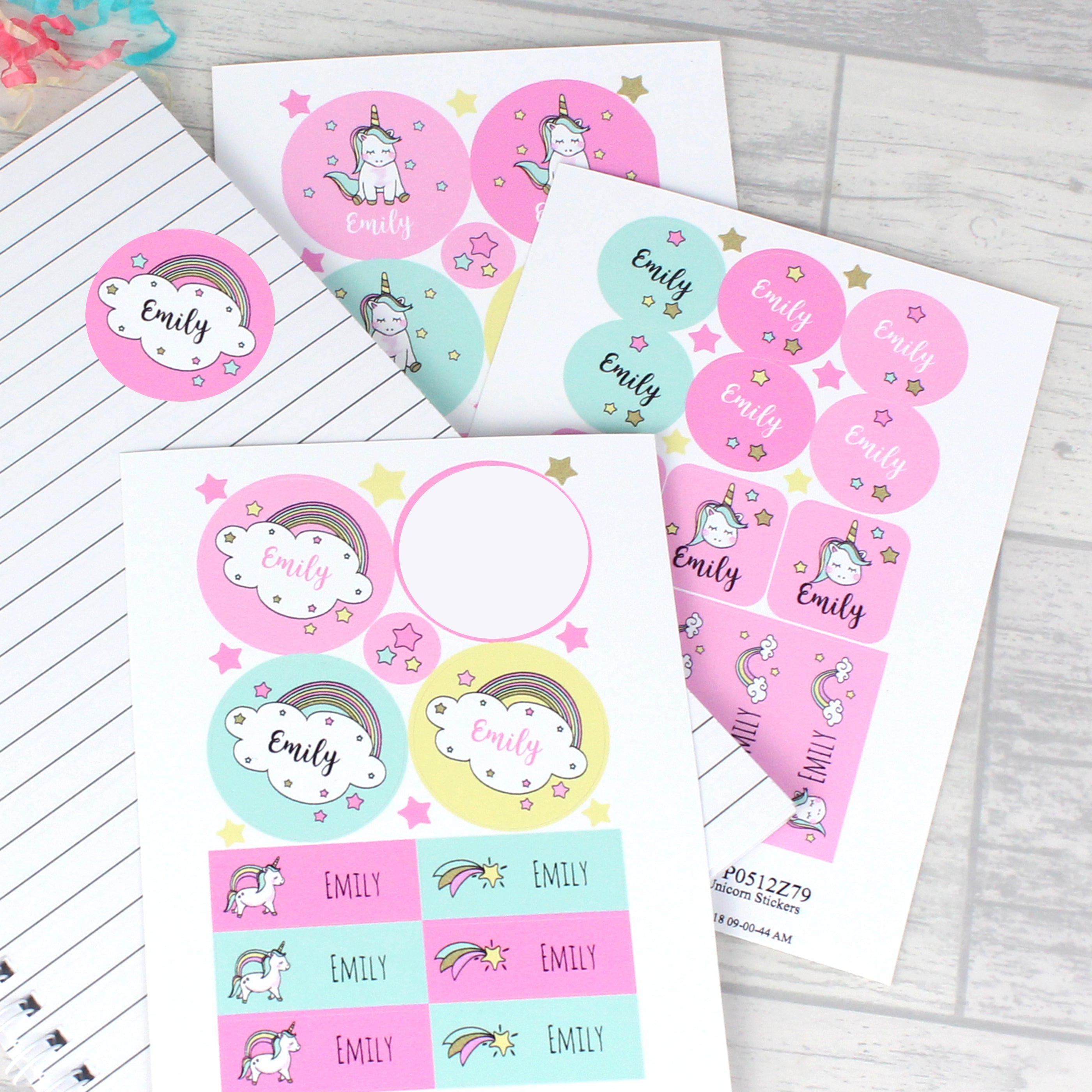 Personalised Baby Unicorn Sticker Set