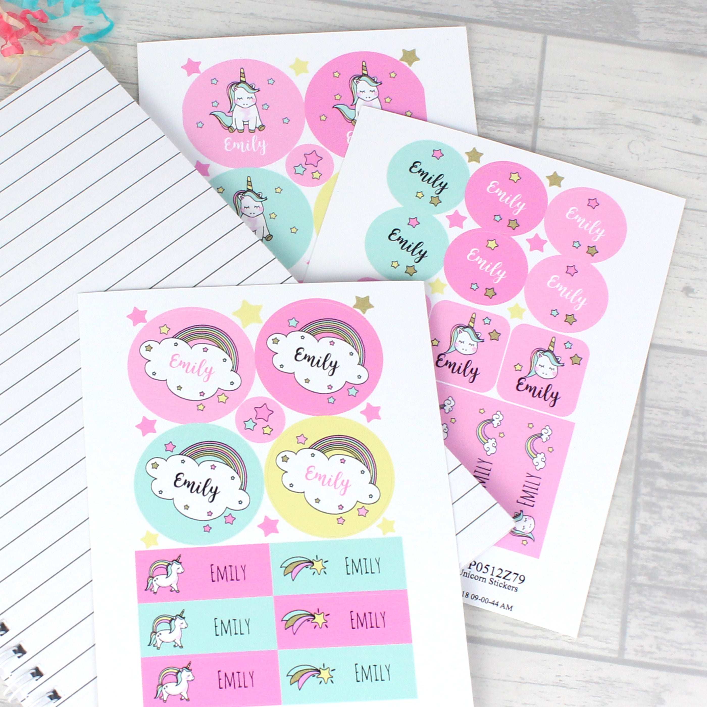 Personalised Baby Unicorn Sticker Set