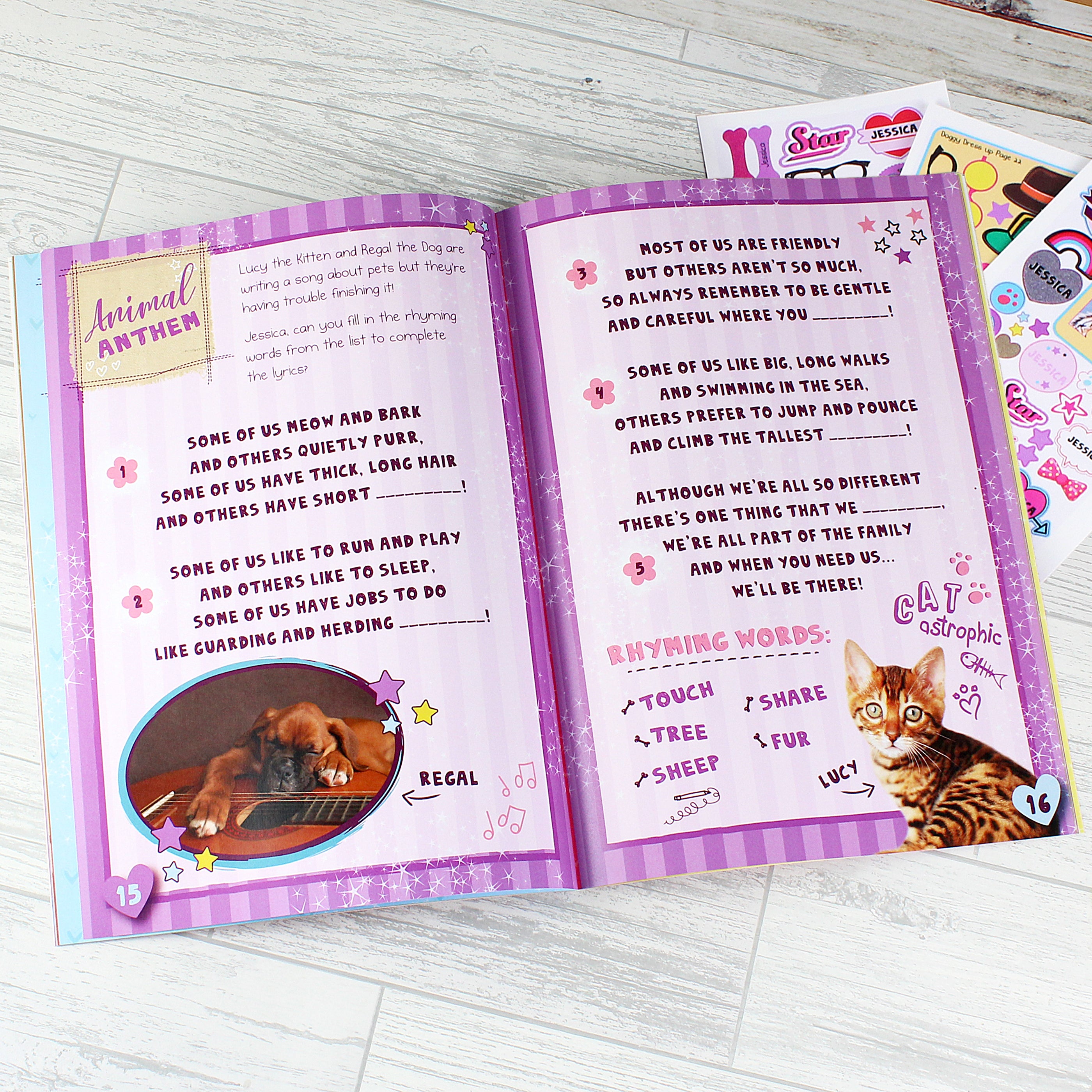 Personalised Rachael Hale Adorable Animals Activity Book With Stickers