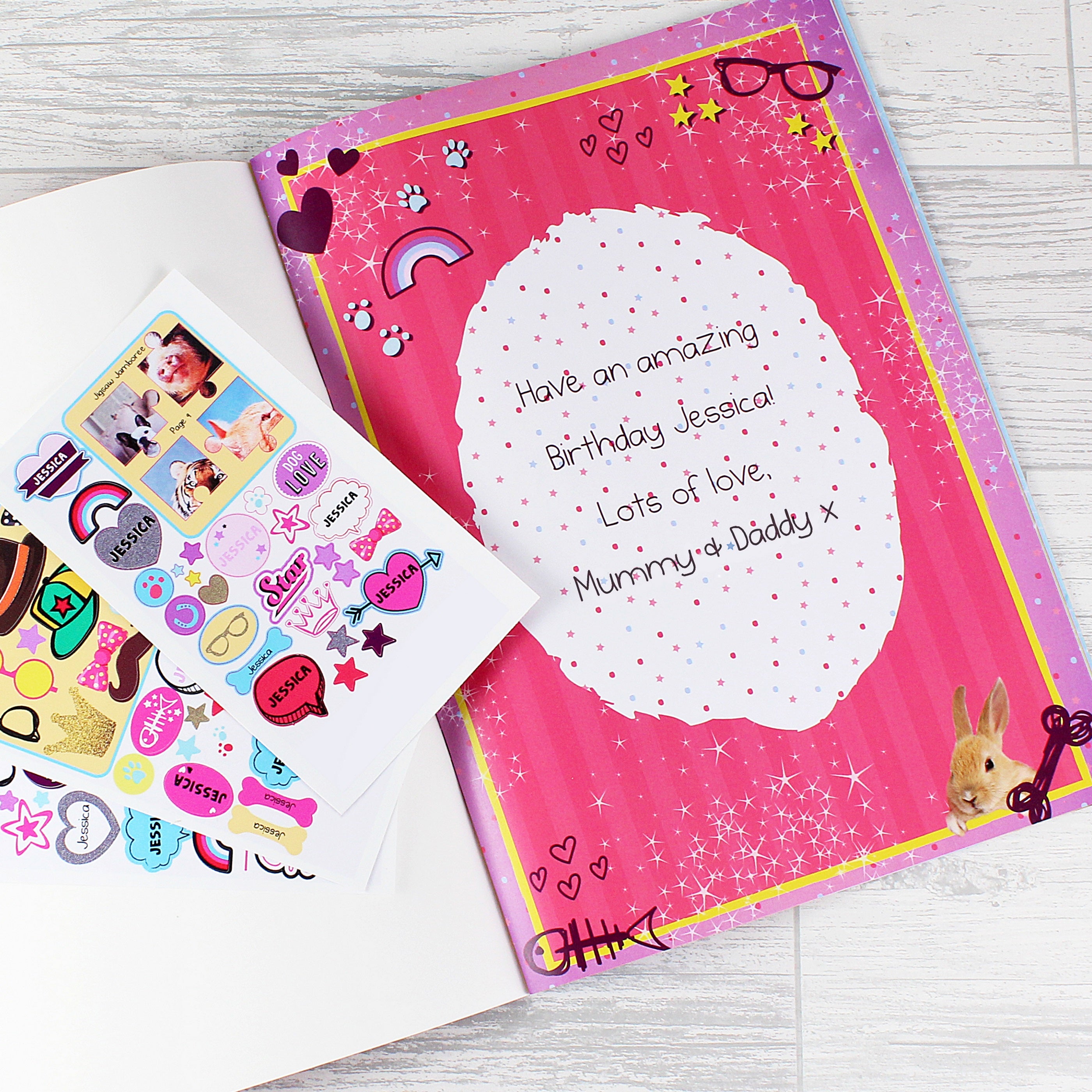 Personalised Rachael Hale Adorable Animals Activity Book With Stickers