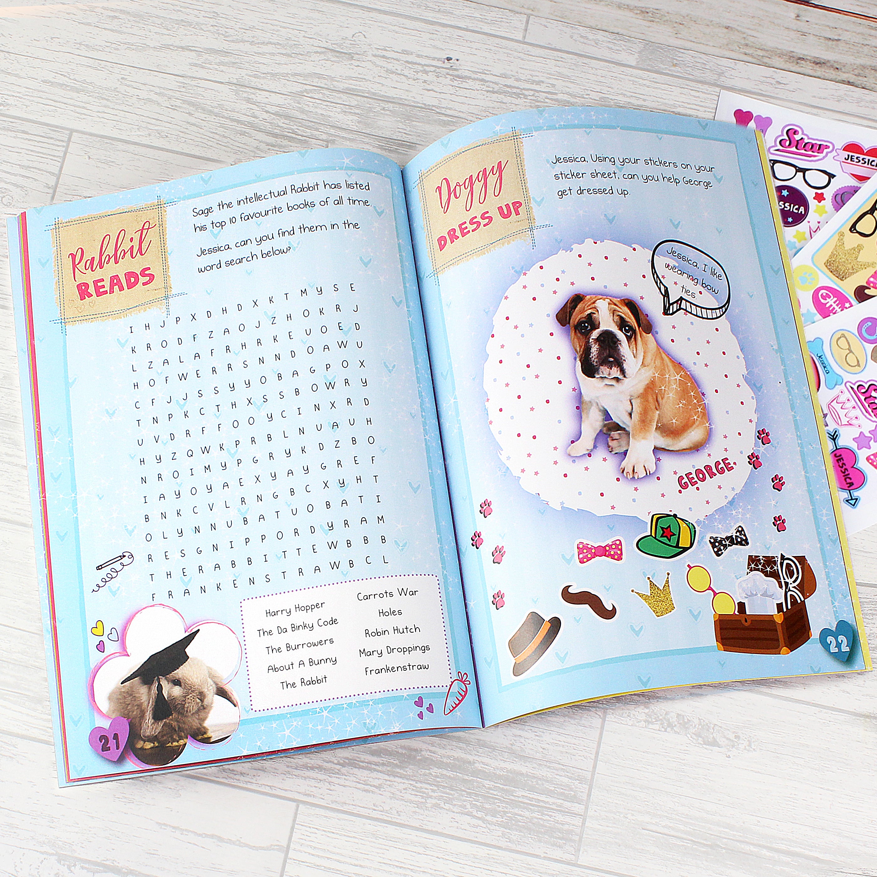 Personalised Rachael Hale Adorable Animals Activity Book With Stickers