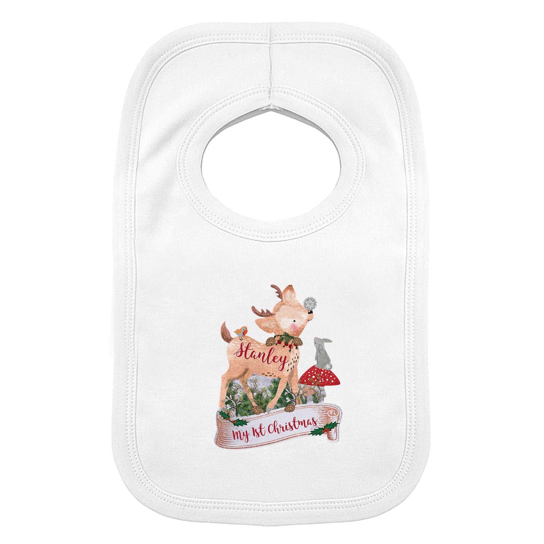 Personalised Festive Fawn Bib