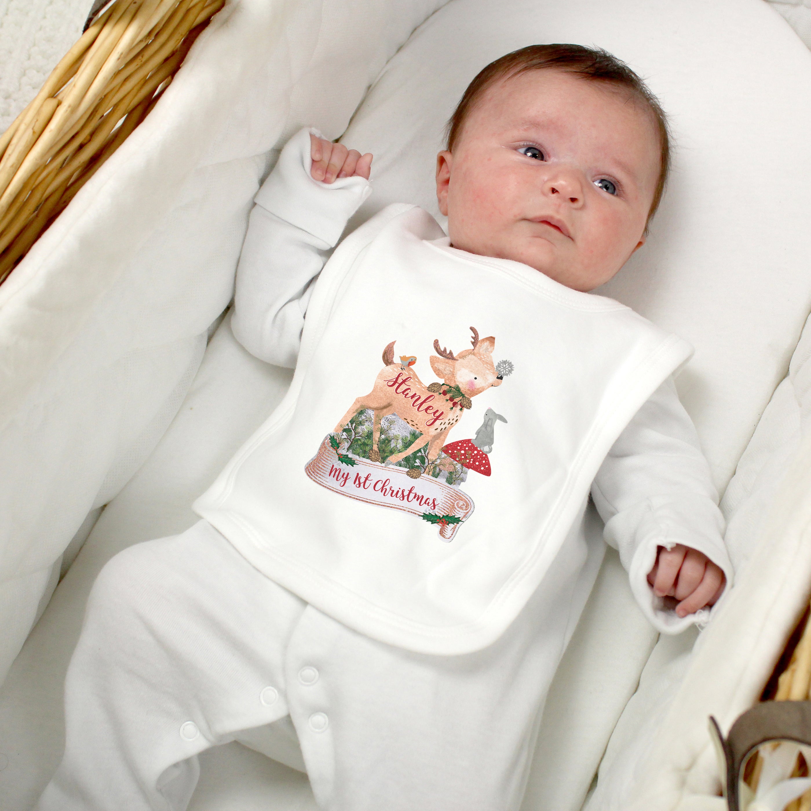 Personalised Festive Fawn Bib