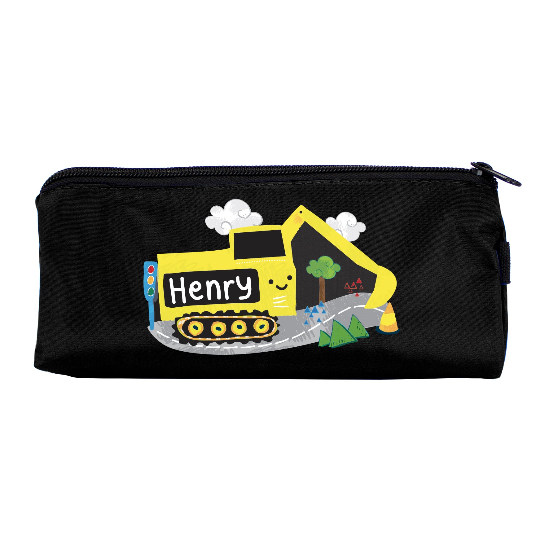 Personalised Digger Black Pencil Case