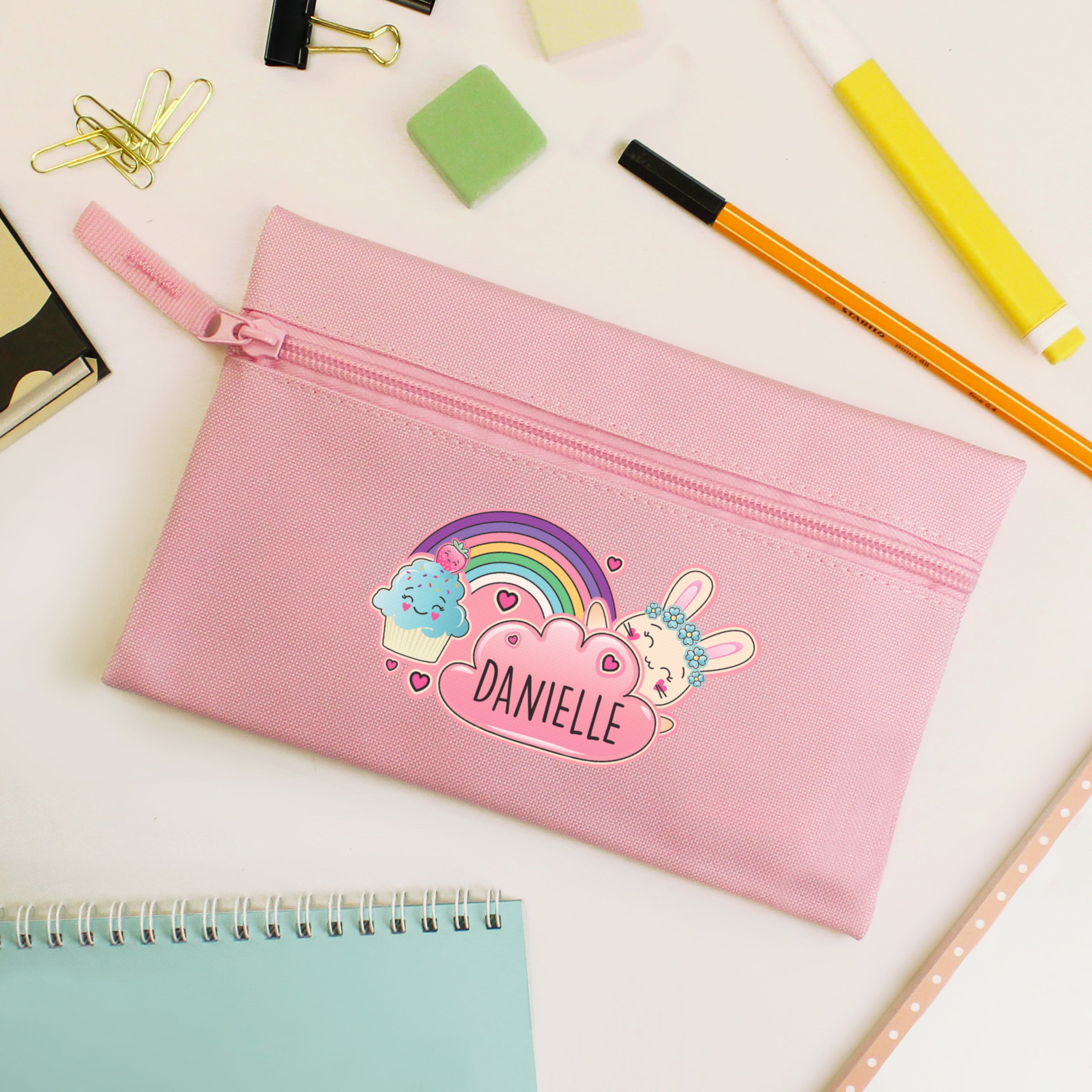 Personalised Cute Bunny Pink Pencil Case