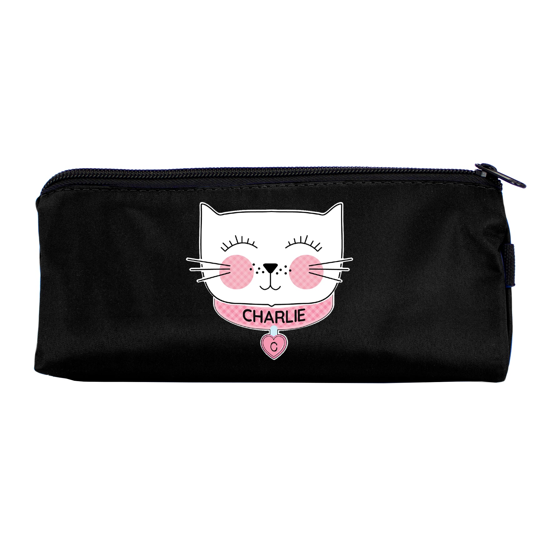 Personalised Cute Cat Black Pencil Case