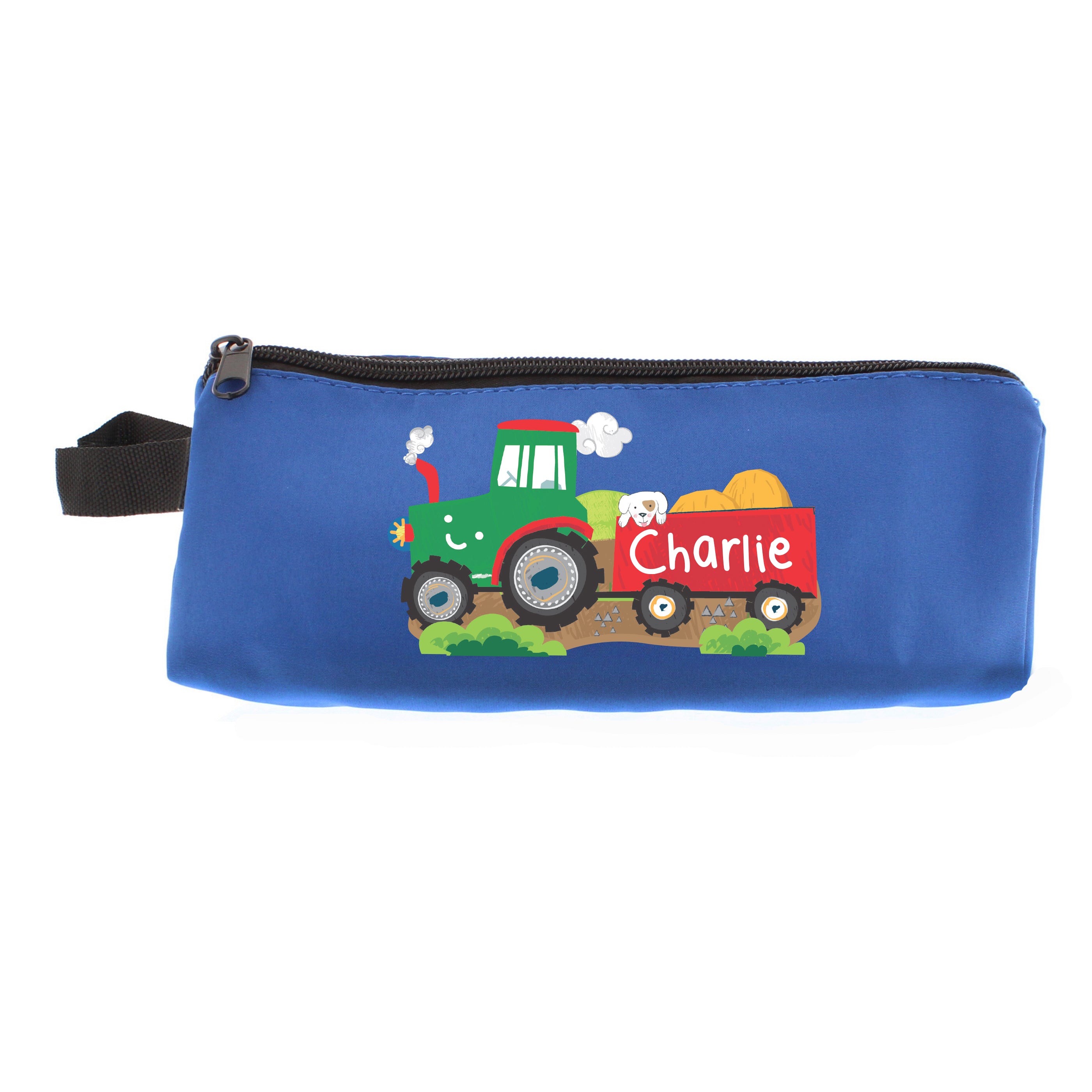 Personalised Tractor Blue Pencil Case