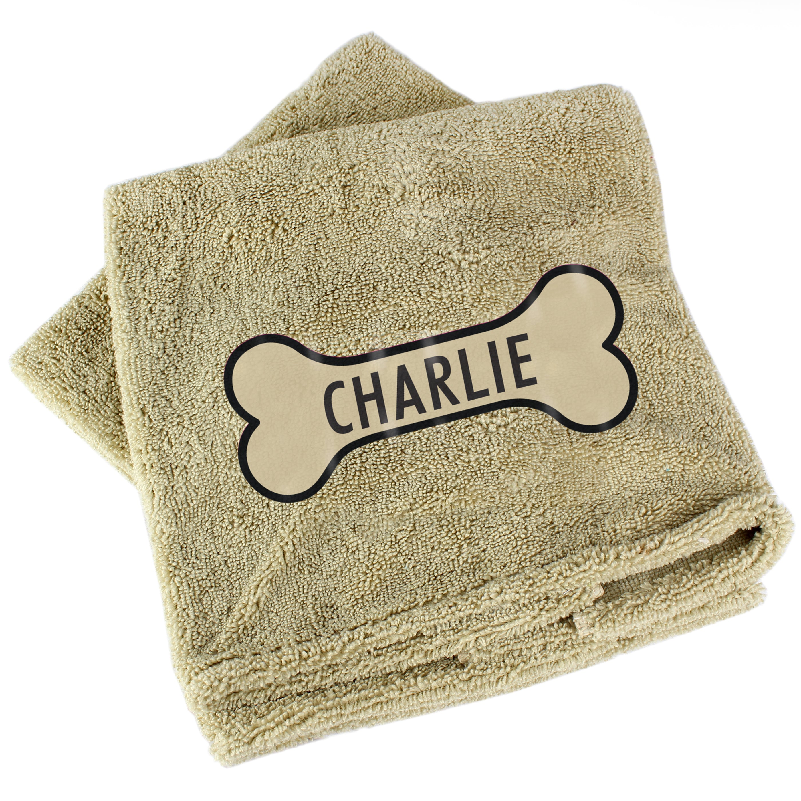 Personalised Bone Brown Microfibre Pet Towel