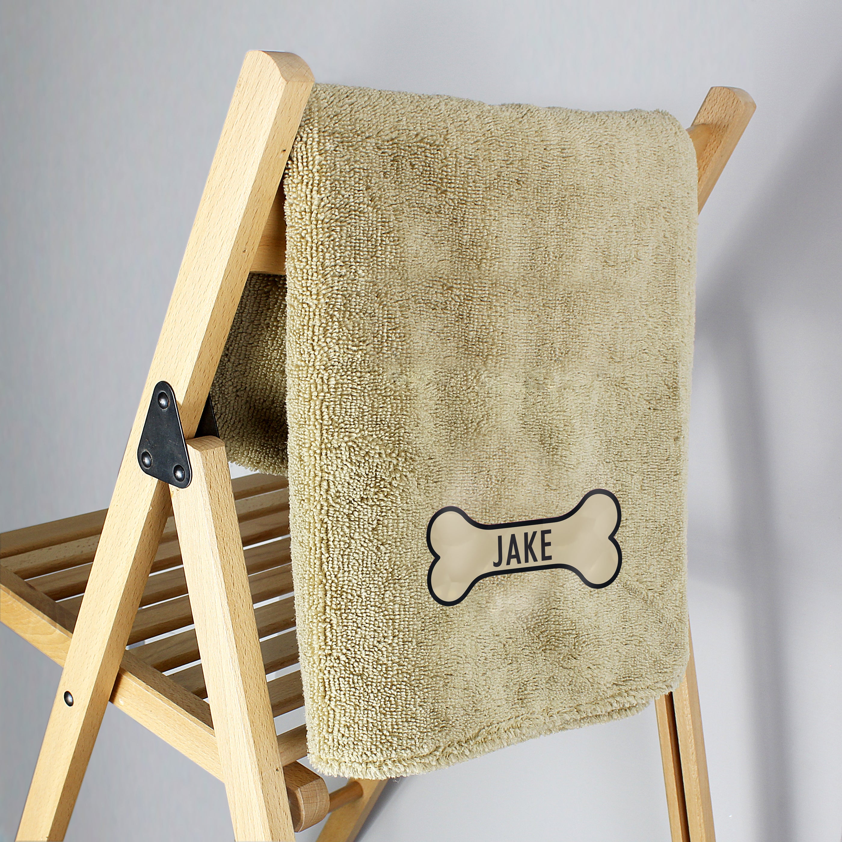 Personalised Bone Brown Microfibre Pet Towel