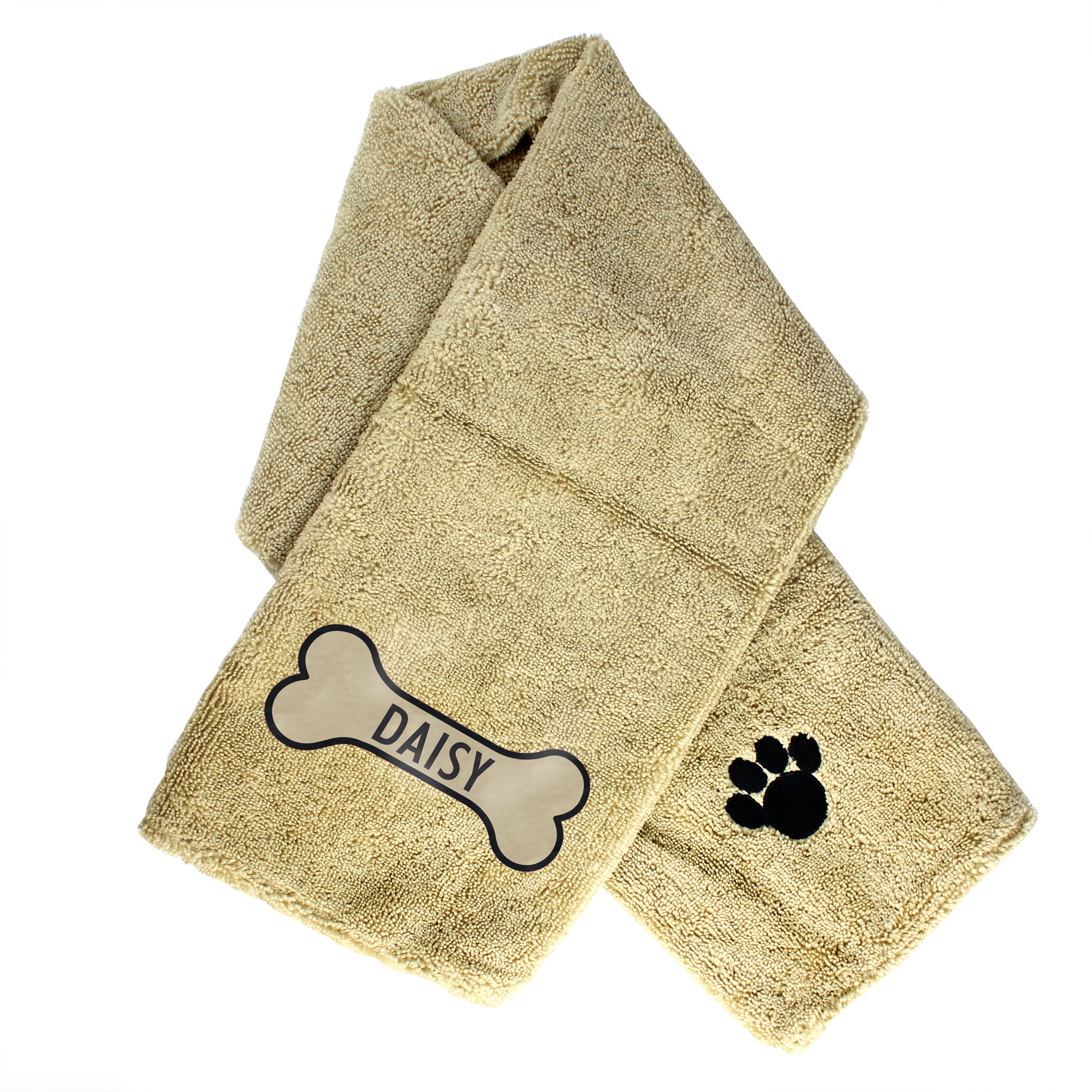 Personalised Bone Brown Microfibre Pet Towel