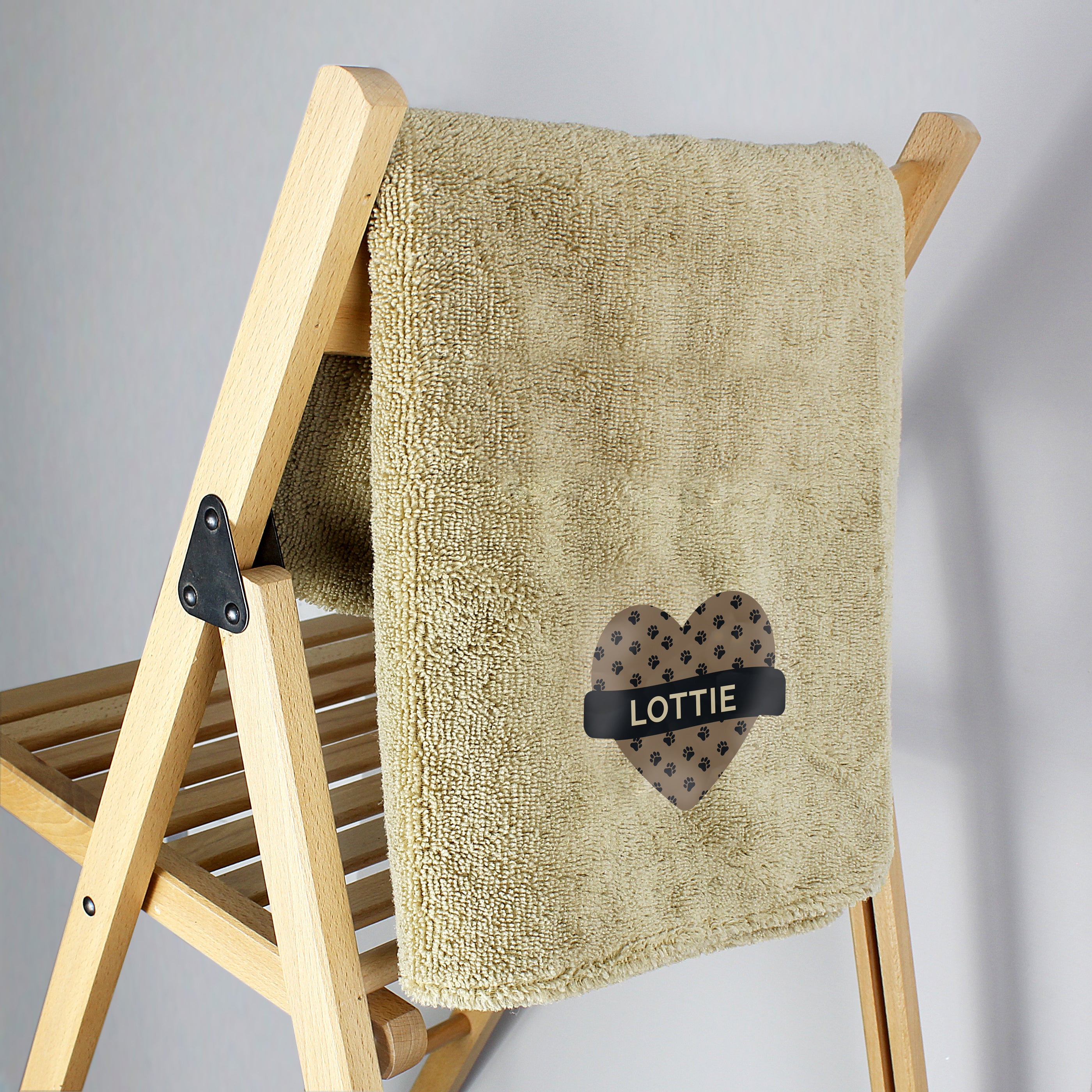 Personalised Heart Brown Microfibre Pet Towel