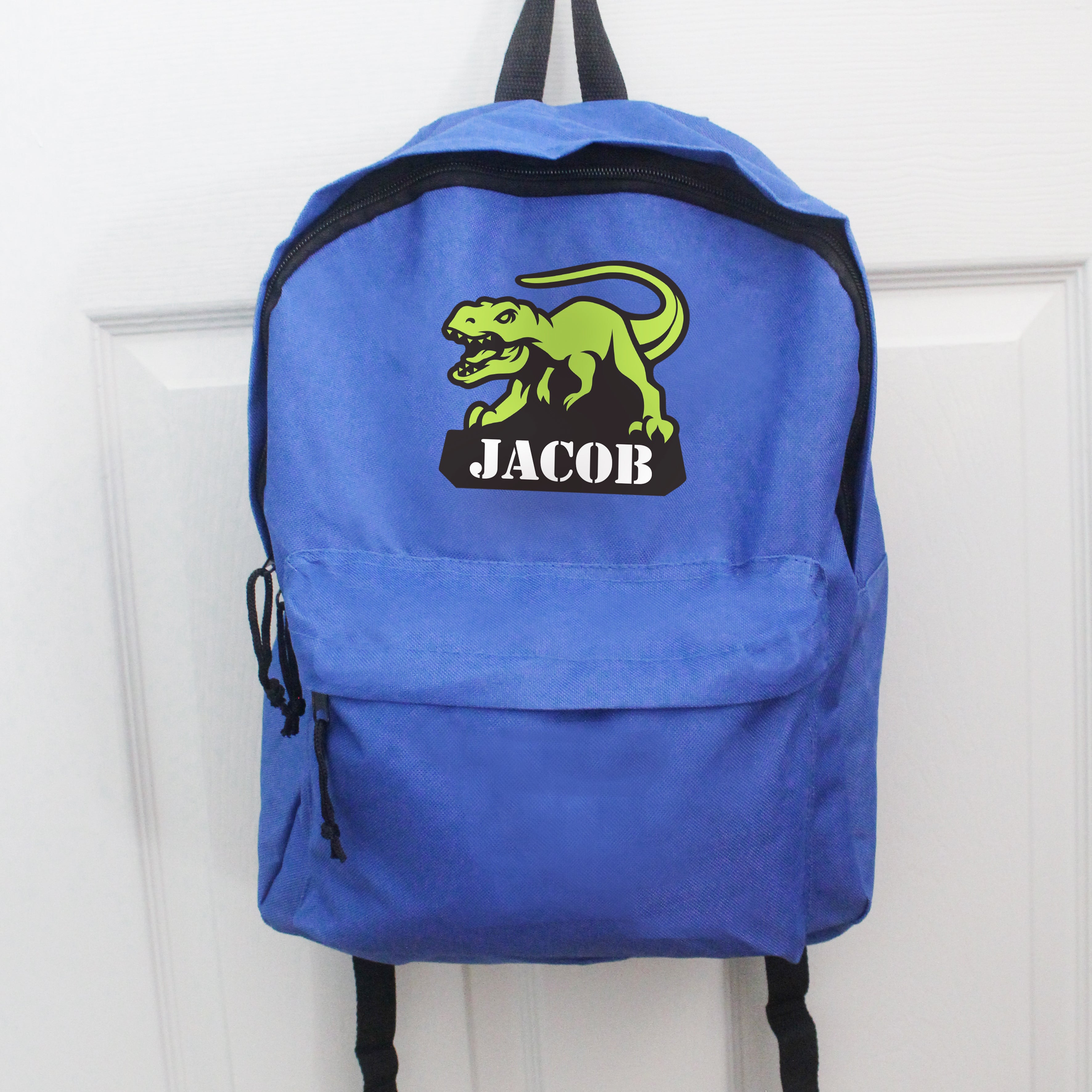 Personalised Dinosaur Blue Backpack