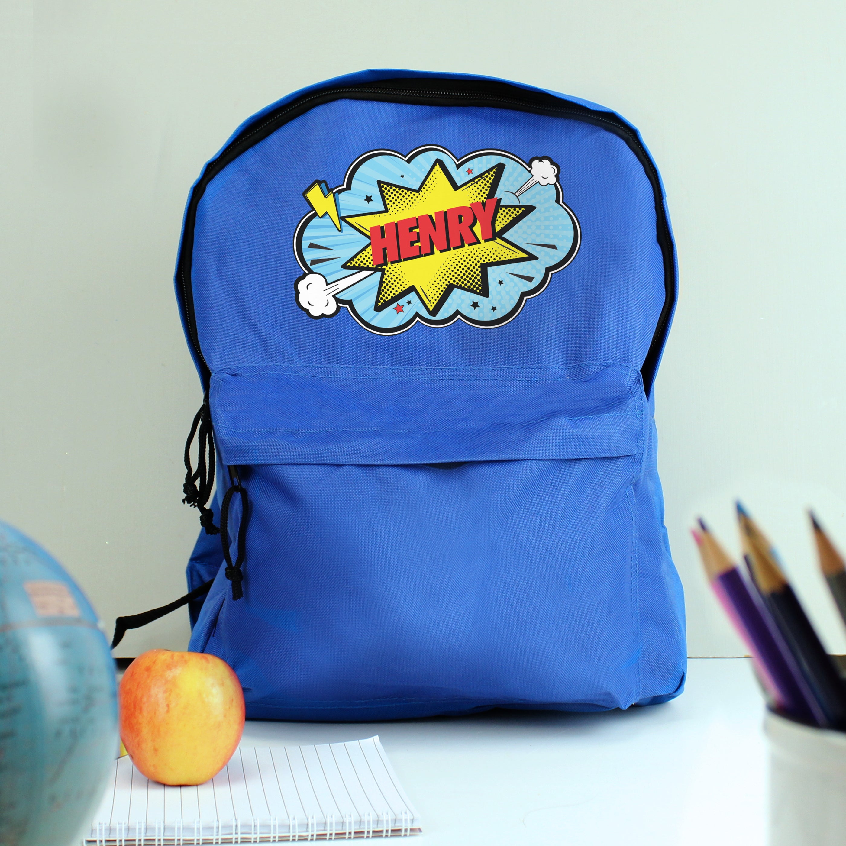 Personalised Superhero Blue Backpack